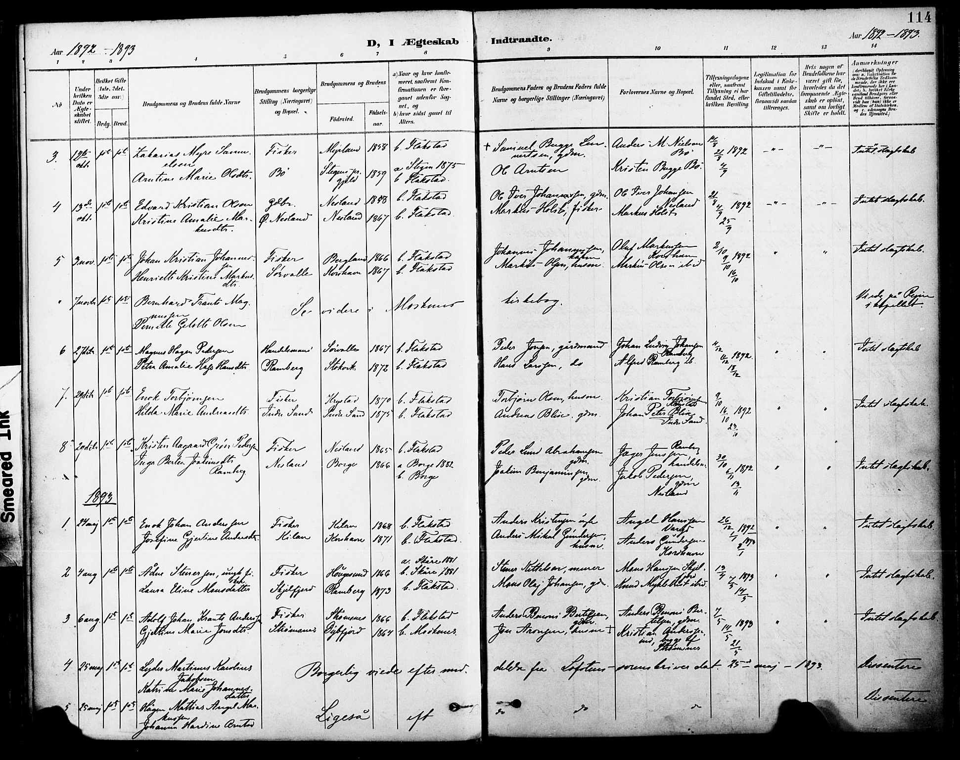Ministerialprotokoller, klokkerbøker og fødselsregistre - Nordland, SAT/A-1459/885/L1205: Parish register (official) no. 885A06, 1892-1905, p. 114