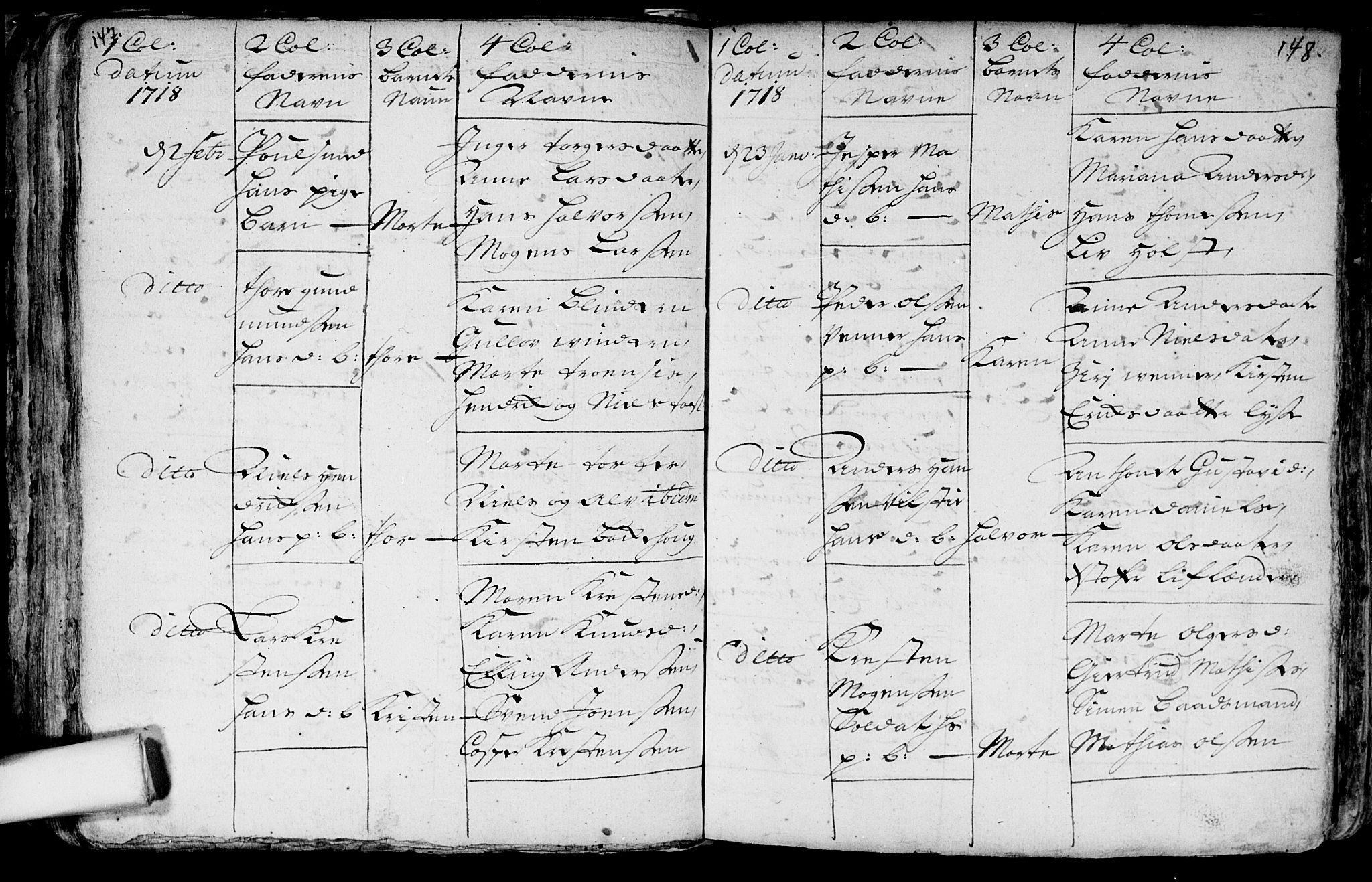 Aker prestekontor kirkebøker, AV/SAO-A-10861/F/L0002: Parish register (official) no. 2, 1714-1720, p. 147-148