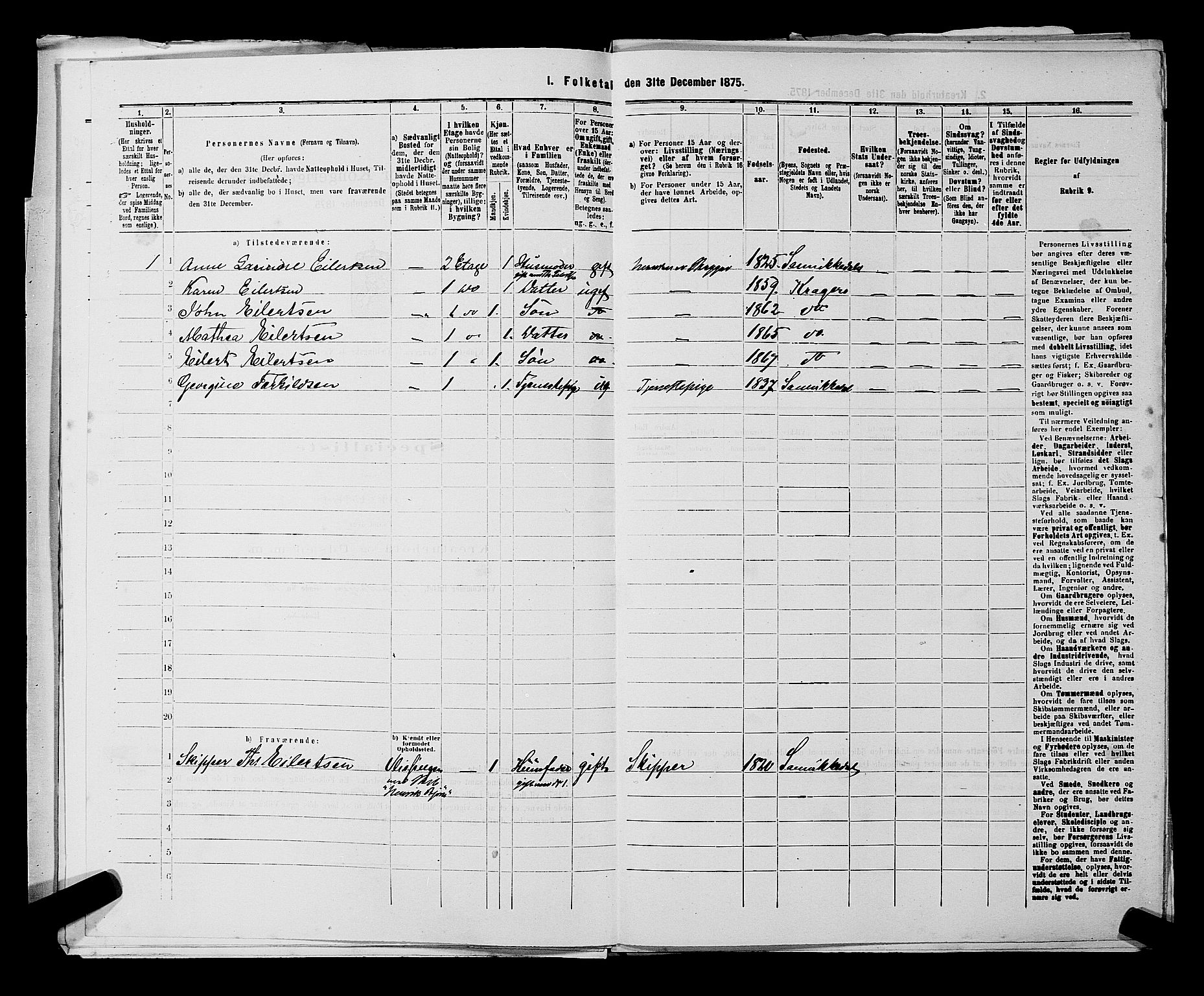 SAKO, 1875 census for 0801P Kragerø, 1875, p. 39