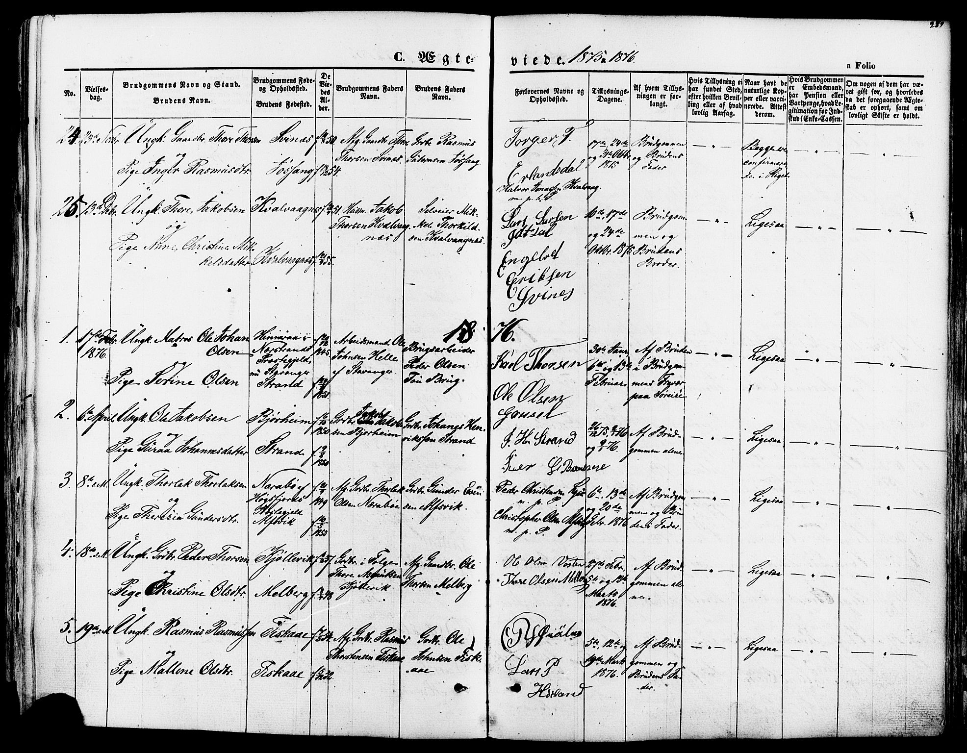 Strand sokneprestkontor, SAST/A-101828/H/Ha/Haa/L0007: Parish register (official) no. A 7, 1855-1881, p. 259