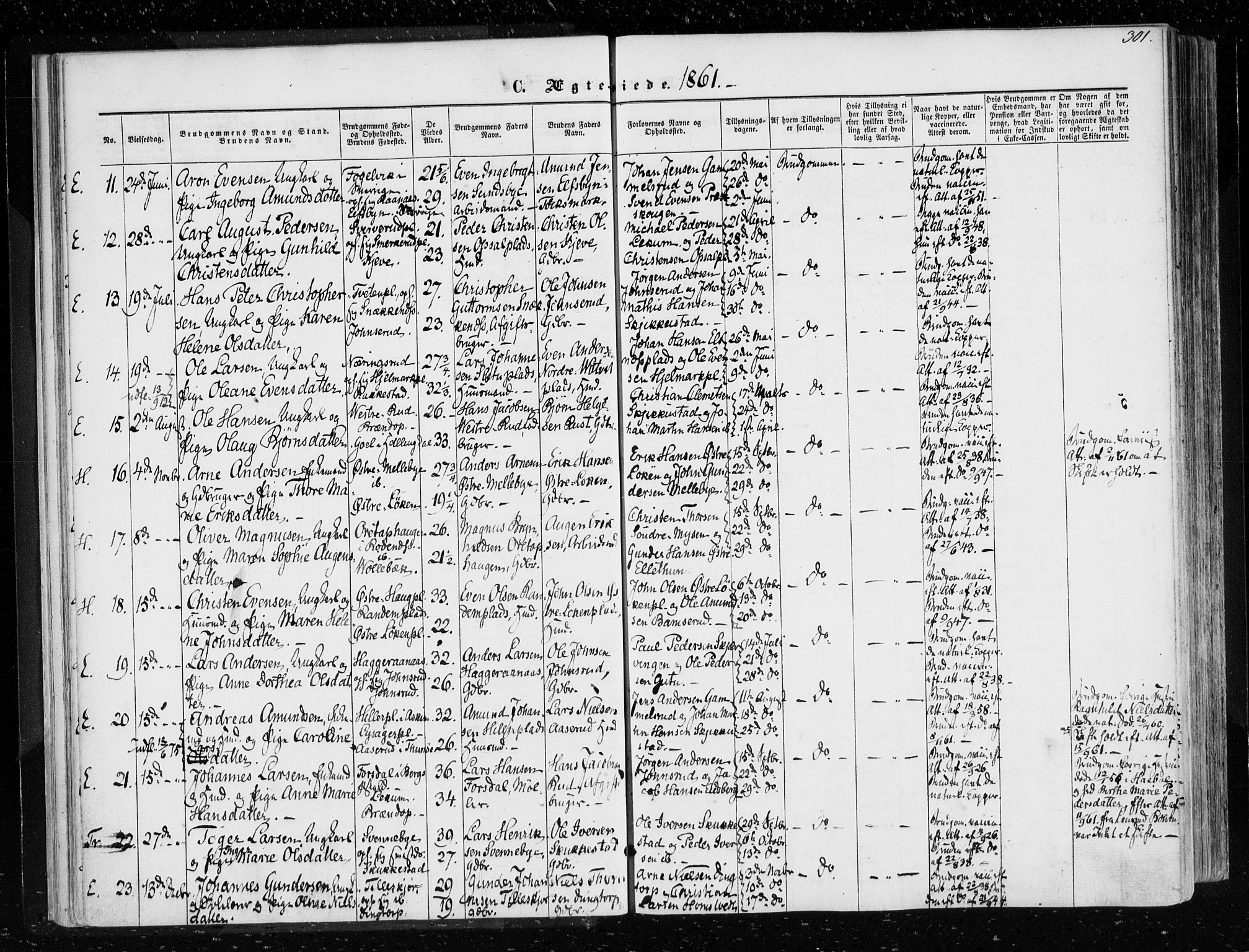 Eidsberg prestekontor Kirkebøker, SAO/A-10905/F/Fa/L0010.b: Parish register (official) no. I 10B, 1857-1866, p. 301