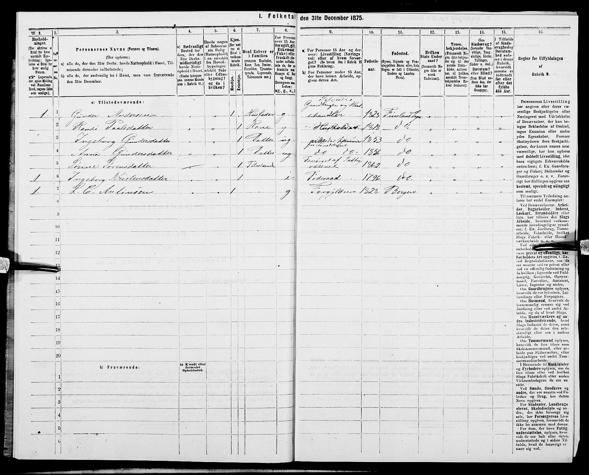 SAK, 1875 census for 1024P Bjelland, 1875, p. 762