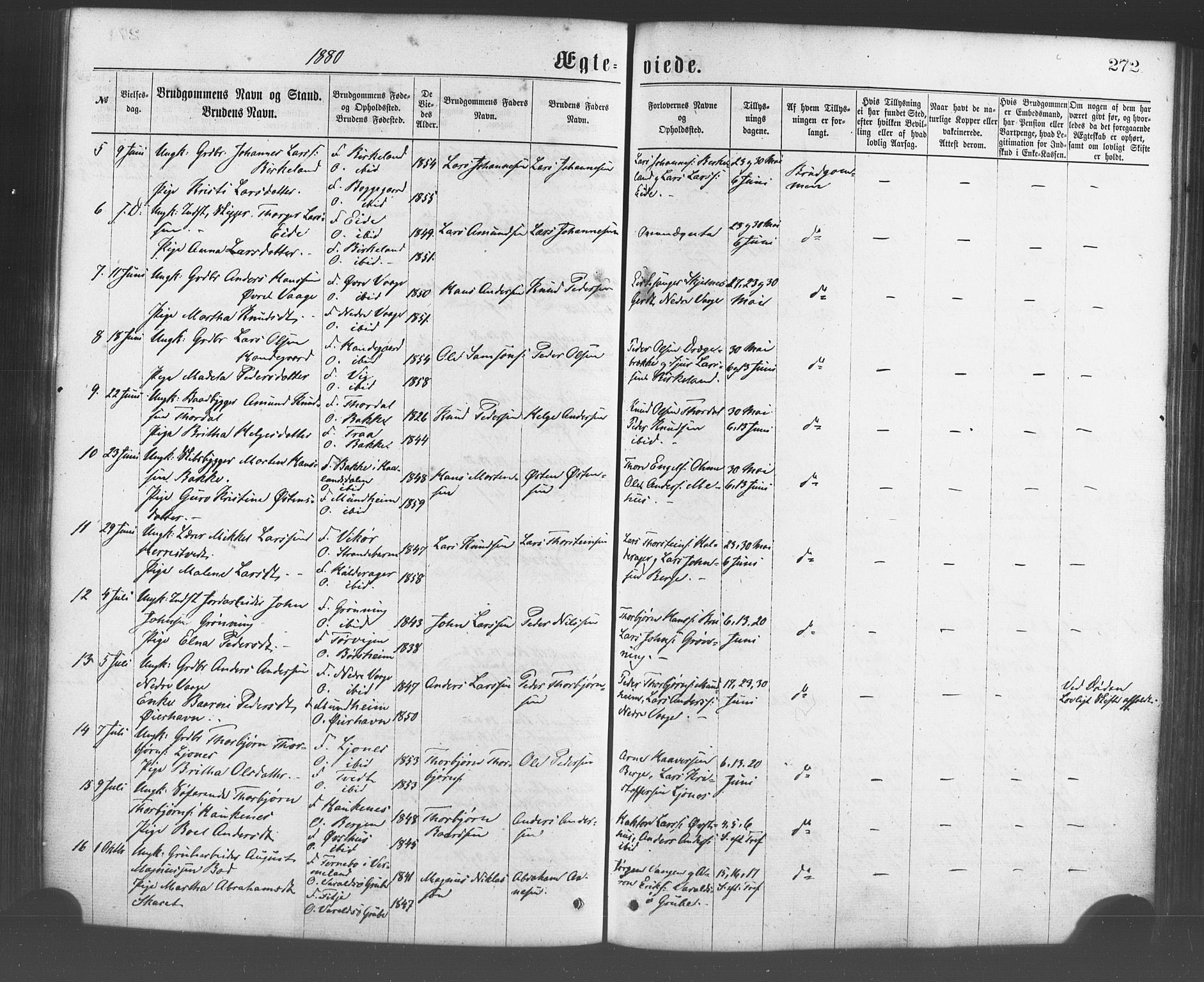 Strandebarm sokneprestembete, AV/SAB-A-78401/H/Haa: Parish register (official) no. A 9, 1872-1886, p. 272