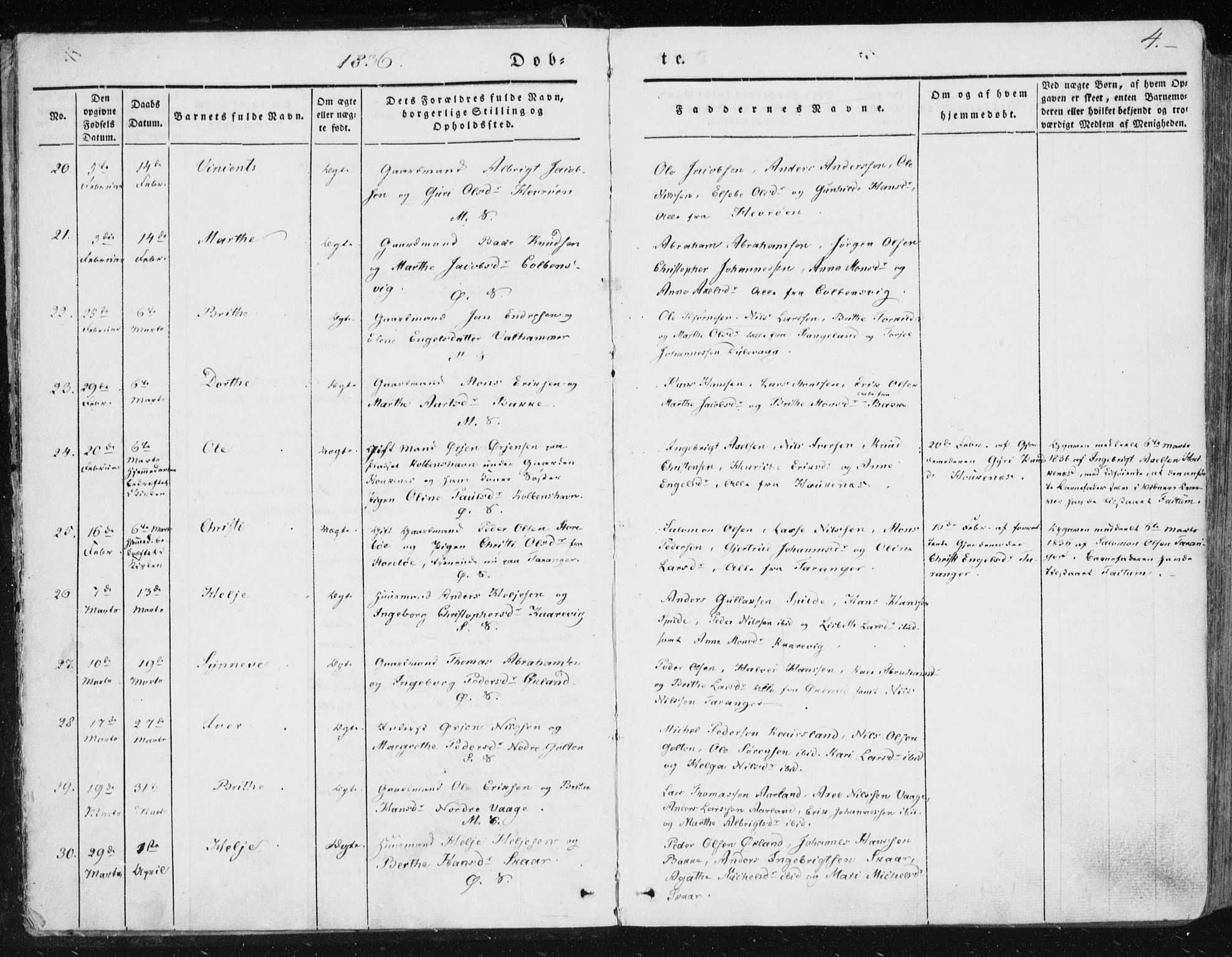 Sund sokneprestembete, AV/SAB-A-99930: Parish register (official) no. A 13, 1835-1849, p. 4