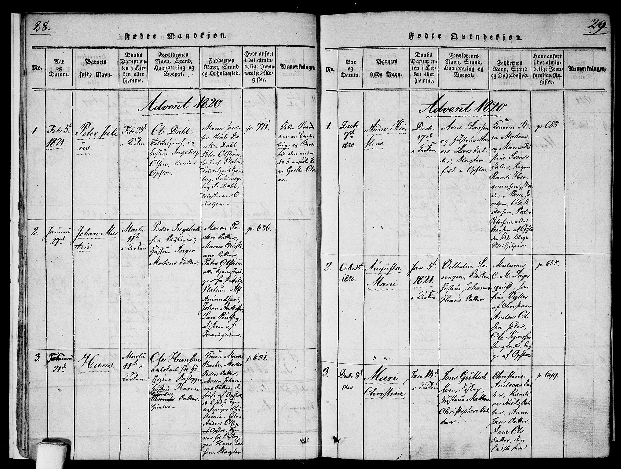 Gamlebyen prestekontor Kirkebøker, SAO/A-10884/F/Fa/L0002: Parish register (official) no. 2, 1817-1829, p. 28-29