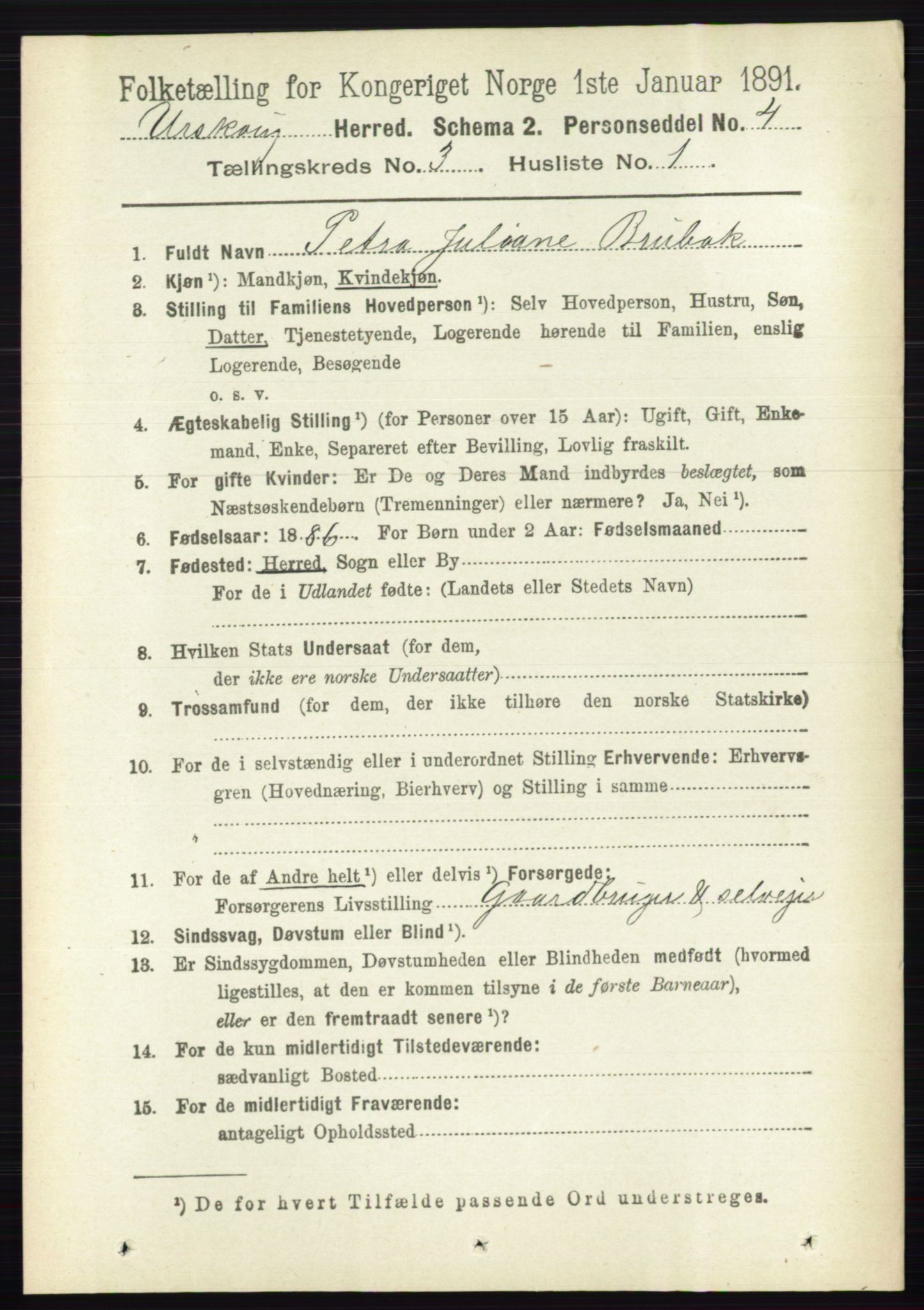 RA, 1891 census for 0224 Aurskog, 1891, p. 502