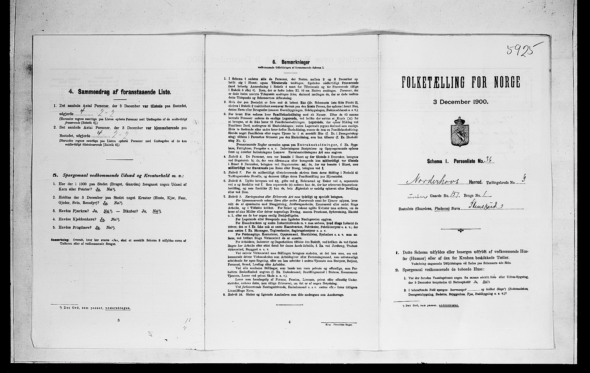 RA, 1900 census for Norderhov, 1900, p. 2782