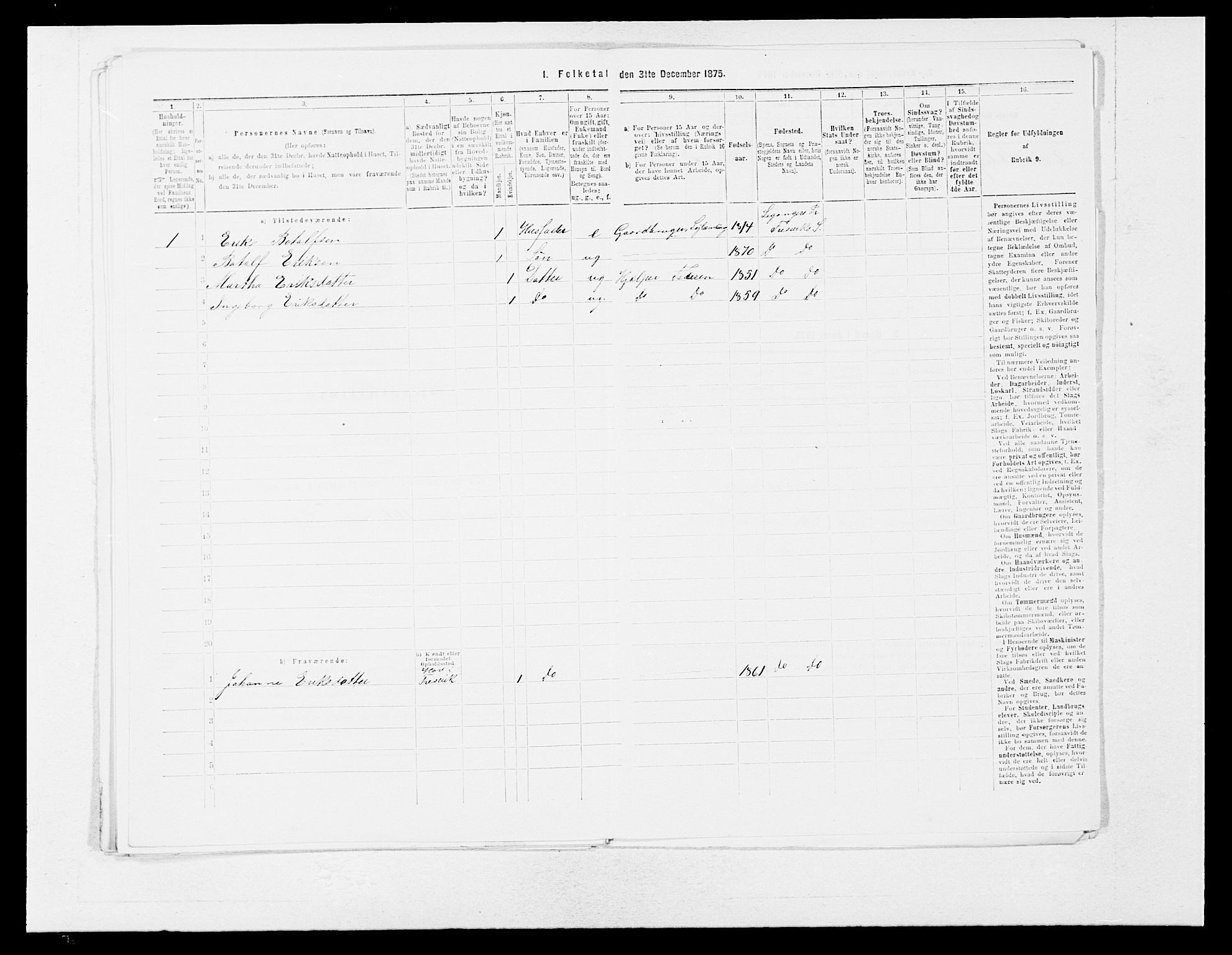 SAB, 1875 census for 1419P Leikanger, 1875, p. 431
