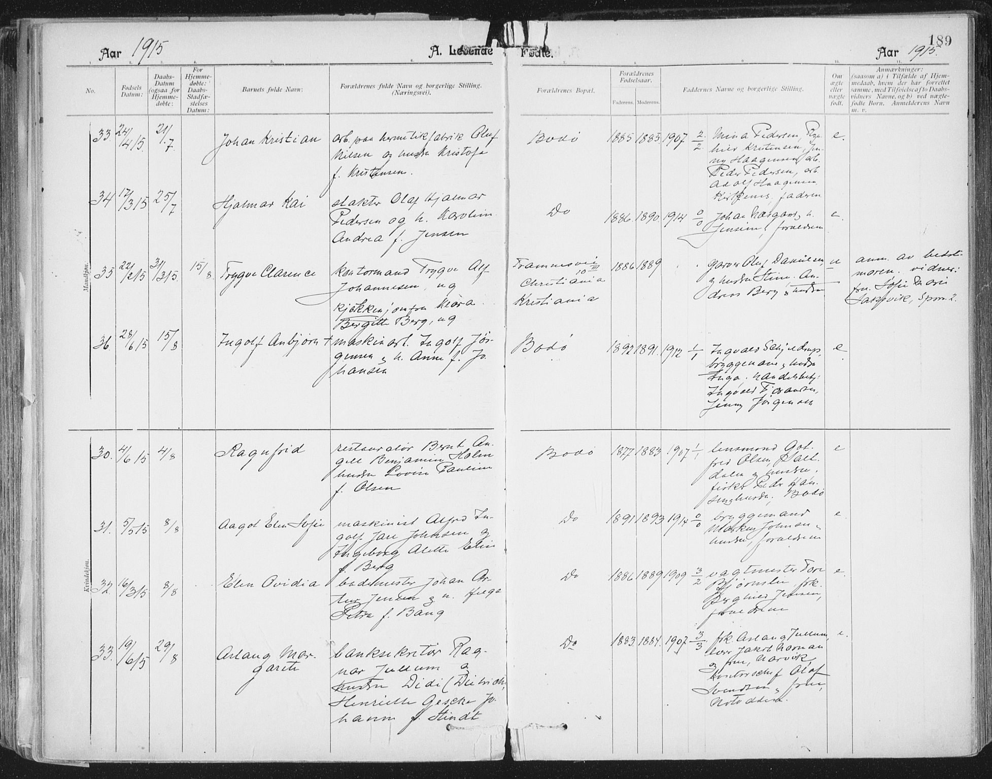 Ministerialprotokoller, klokkerbøker og fødselsregistre - Nordland, AV/SAT-A-1459/801/L0011: Parish register (official) no. 801A11, 1900-1916, p. 189