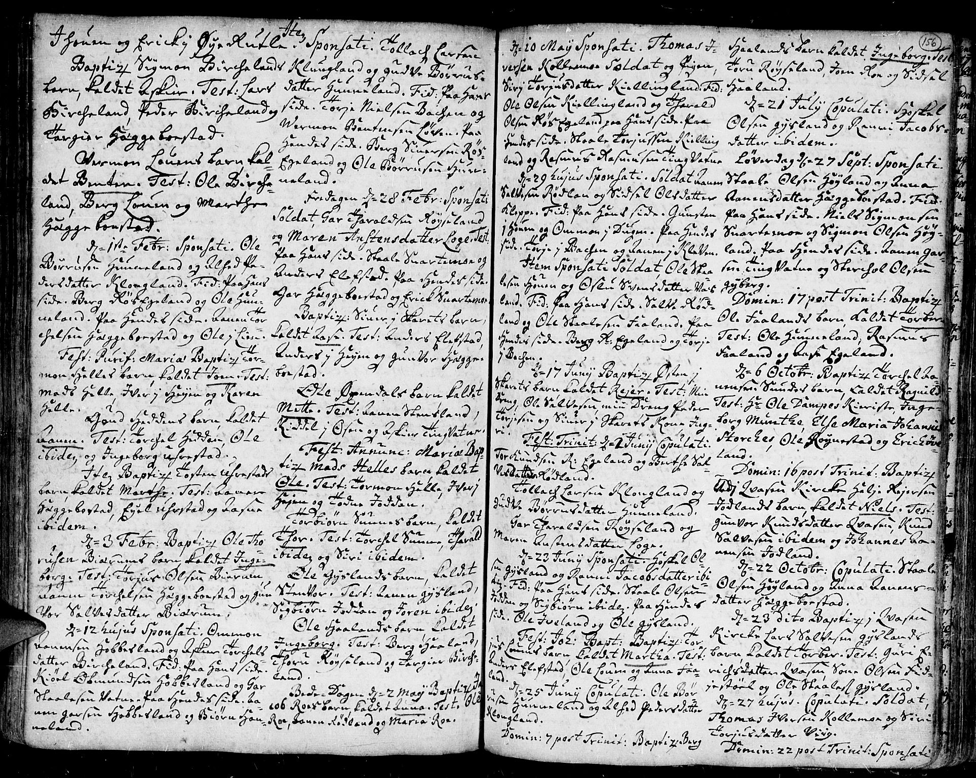 Kvinesdal sokneprestkontor, SAK/1111-0026/F/Fa/Fab/L0001: Parish register (official) no. A 1 /3, 1710-1760, p. 156