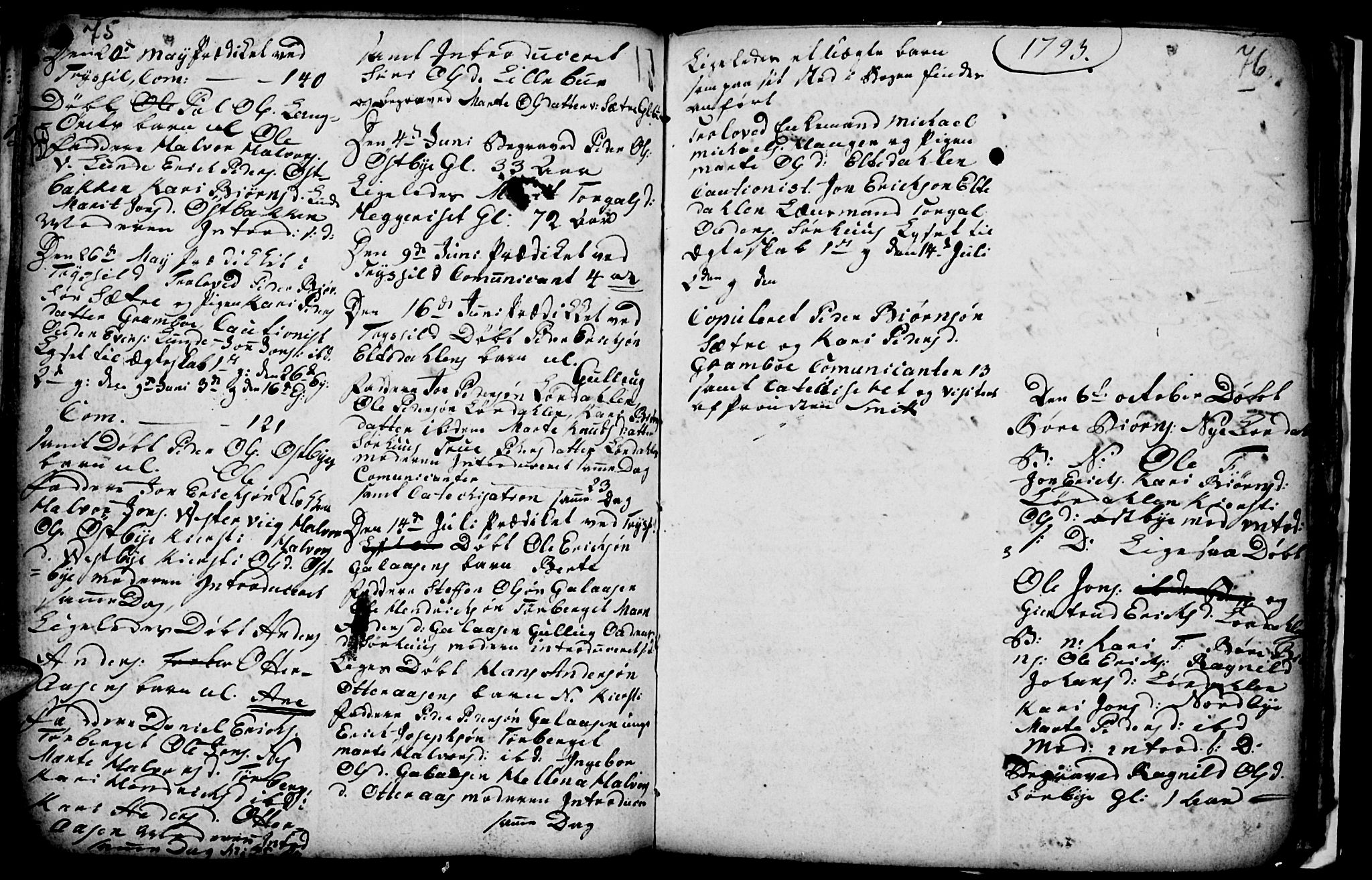 Trysil prestekontor, SAH/PREST-046/H/Ha/Hab/L0001: Parish register (copy) no. 1, 1781-1799, p. 75-76