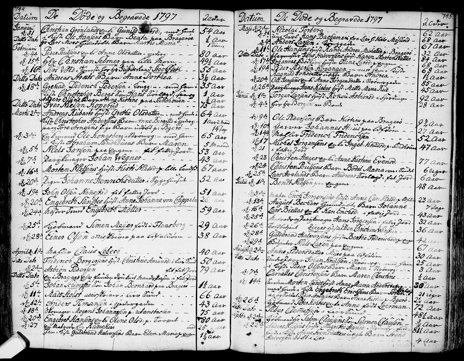 Bragernes kirkebøker, SAKO/A-6/F/Fa/L0006a: Parish register (official) no. I 6, 1782-1814, p. 744-745