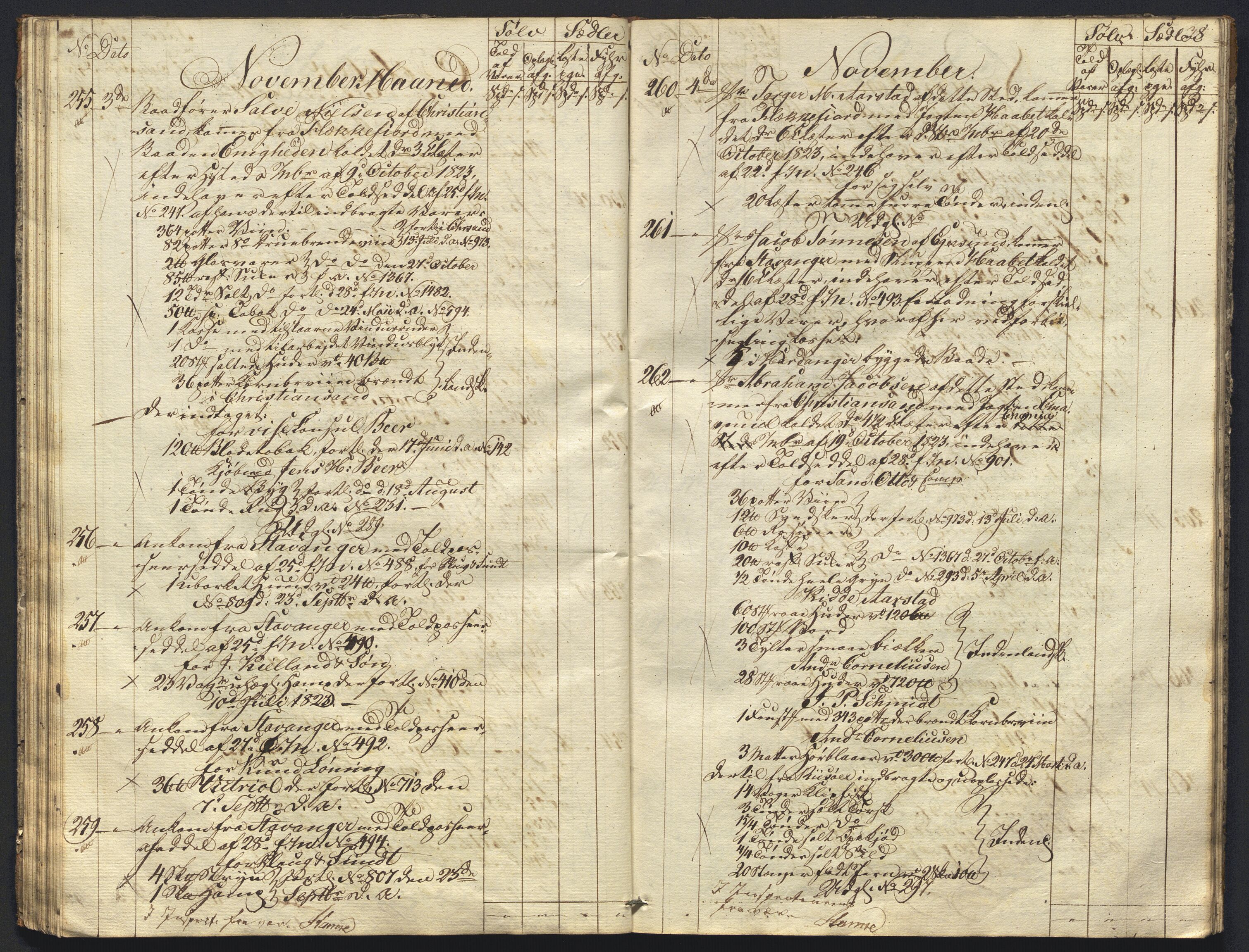 Revisjonsdepartementet, 2. revisjonskontor, AV/RA-S-1115/E/E015/L0059: Egersund: Tollbok, 1825, p. 37b-38a
