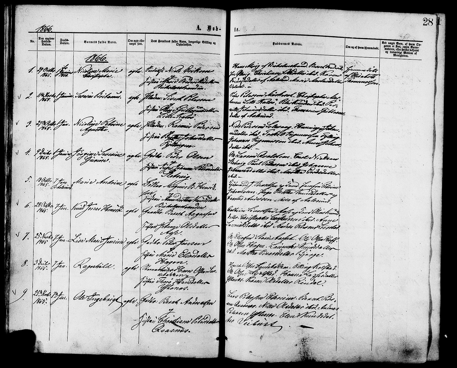 Ministerialprotokoller, klokkerbøker og fødselsregistre - Møre og Romsdal, AV/SAT-A-1454/528/L0399: Parish register (official) no. 528A10, 1864-1879, p. 28