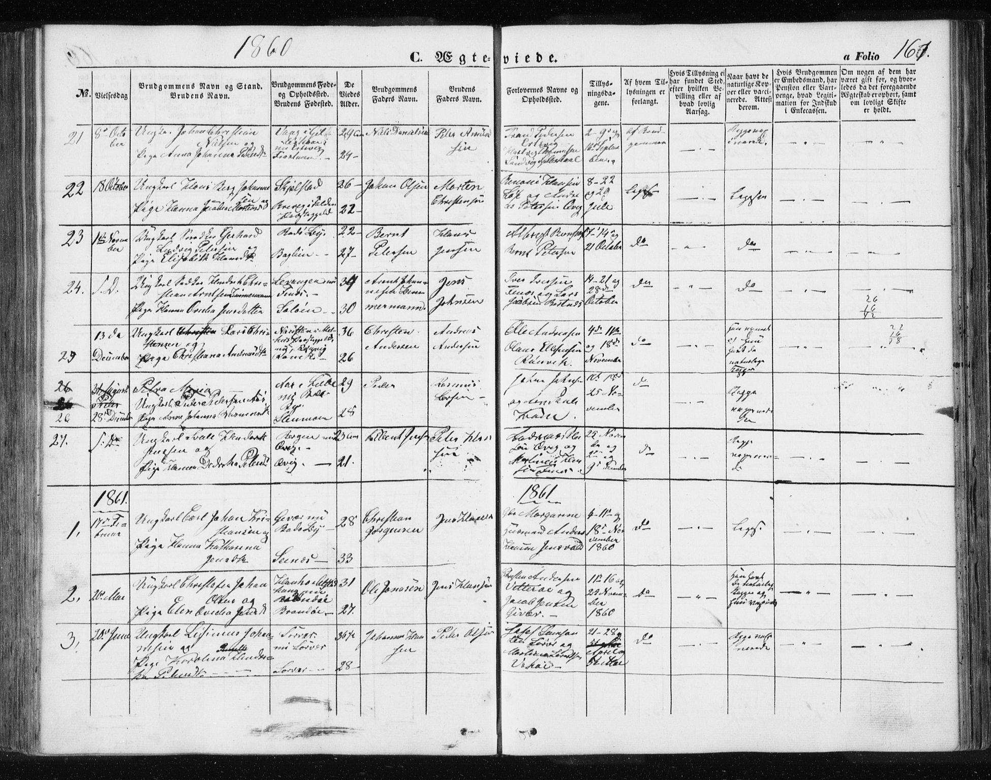 Ministerialprotokoller, klokkerbøker og fødselsregistre - Nordland, SAT/A-1459/801/L0028: Parish register (copy) no. 801C03, 1855-1867, p. 161
