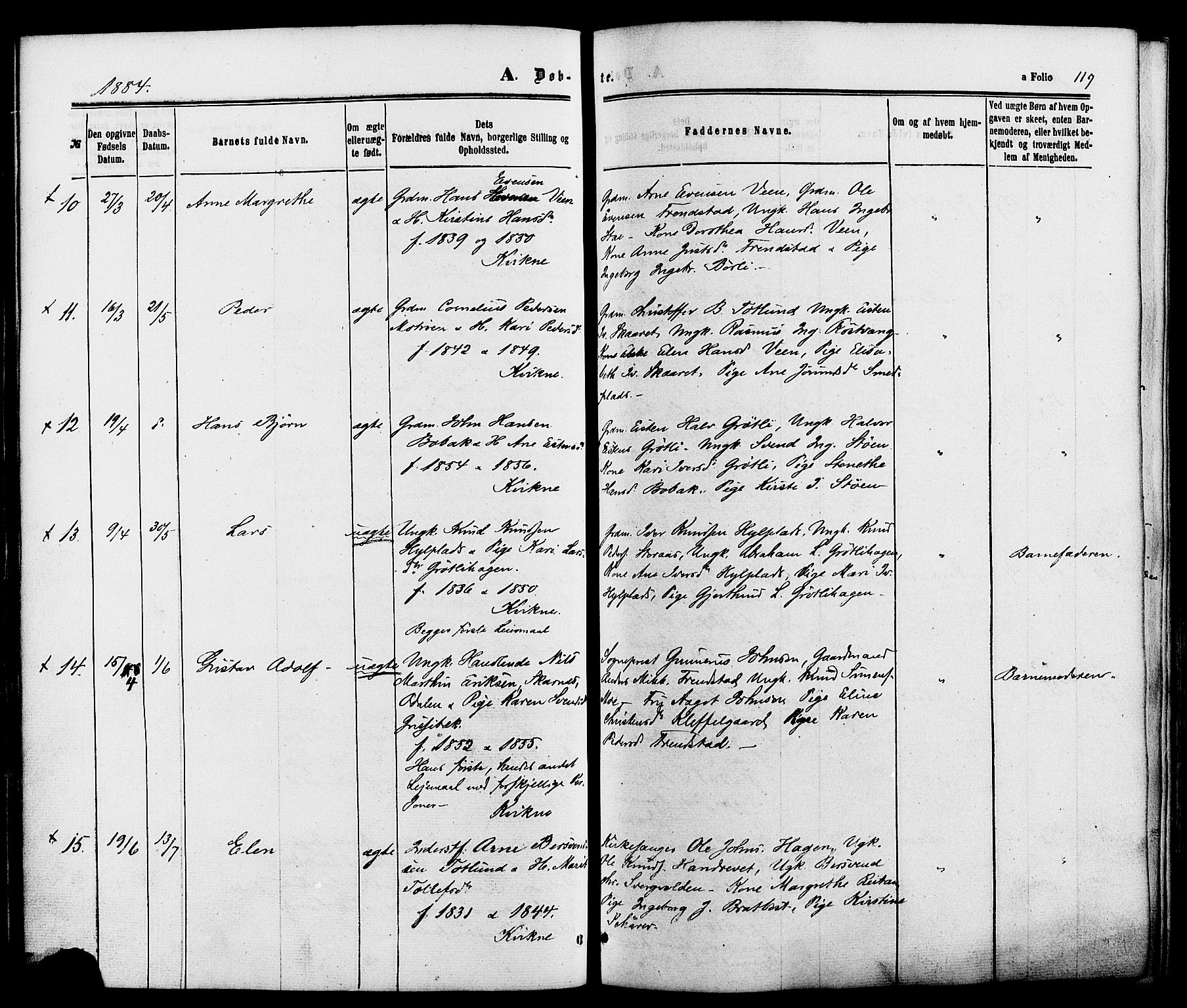 Kvikne prestekontor, AV/SAH-PREST-064/H/Ha/Haa/L0006: Parish register (official) no. 6, 1863-1886, p. 119