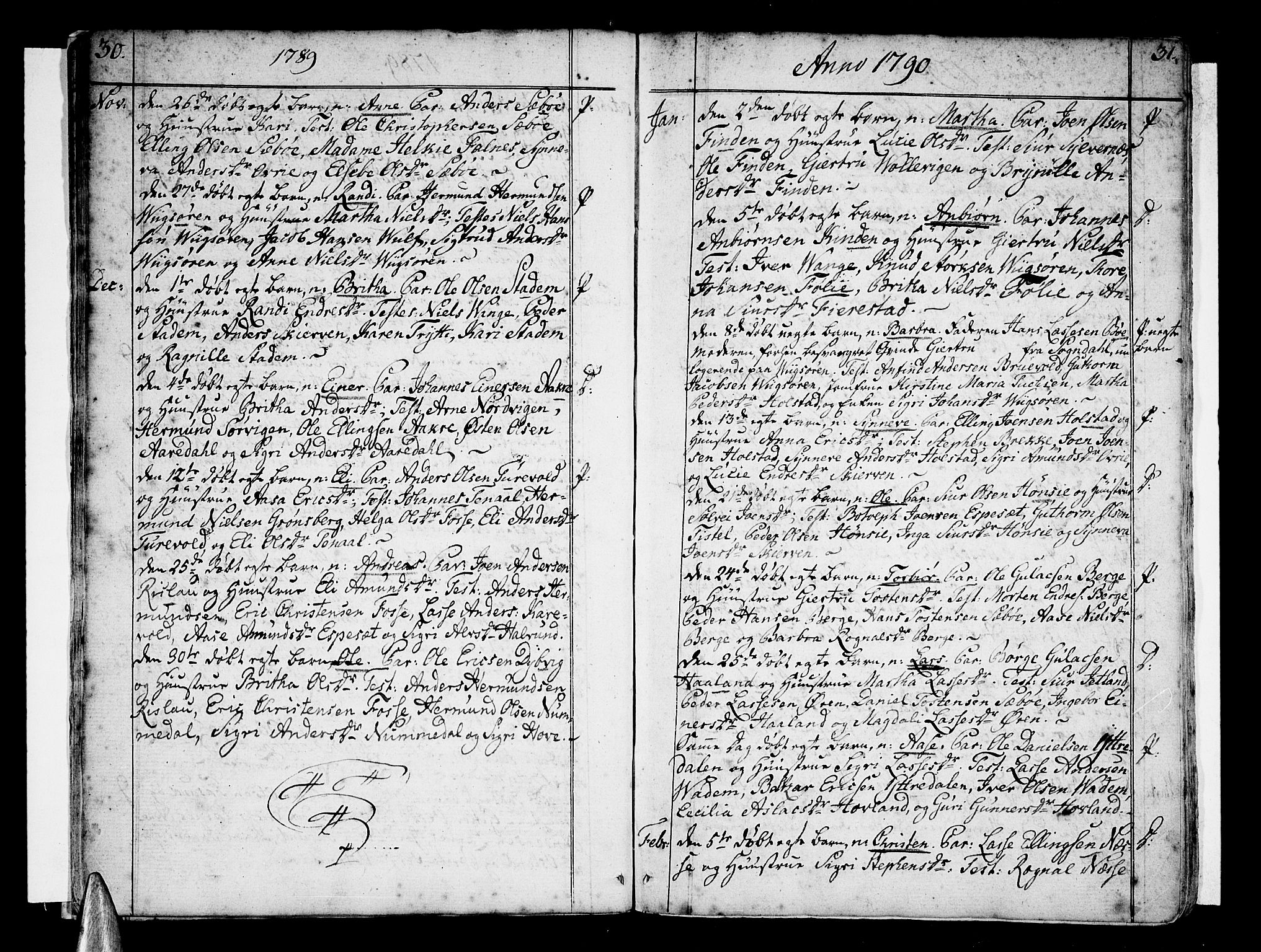 Vik sokneprestembete, SAB/A-81501: Parish register (official) no. A 5, 1787-1820, p. 30-31