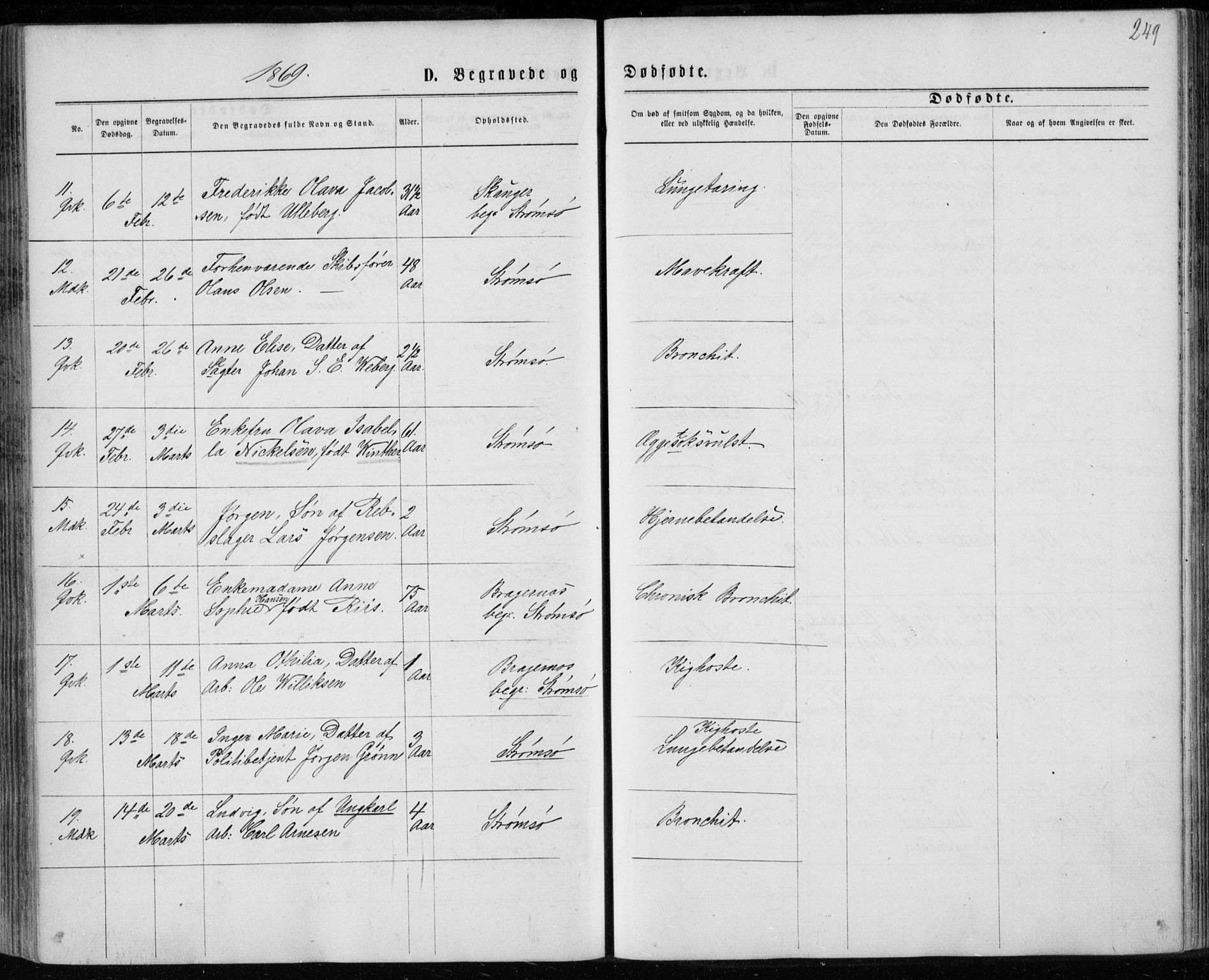Strømsø kirkebøker, SAKO/A-246/F/Fa/L0016: Parish register (official) no. I 16, 1868-1873, p. 249