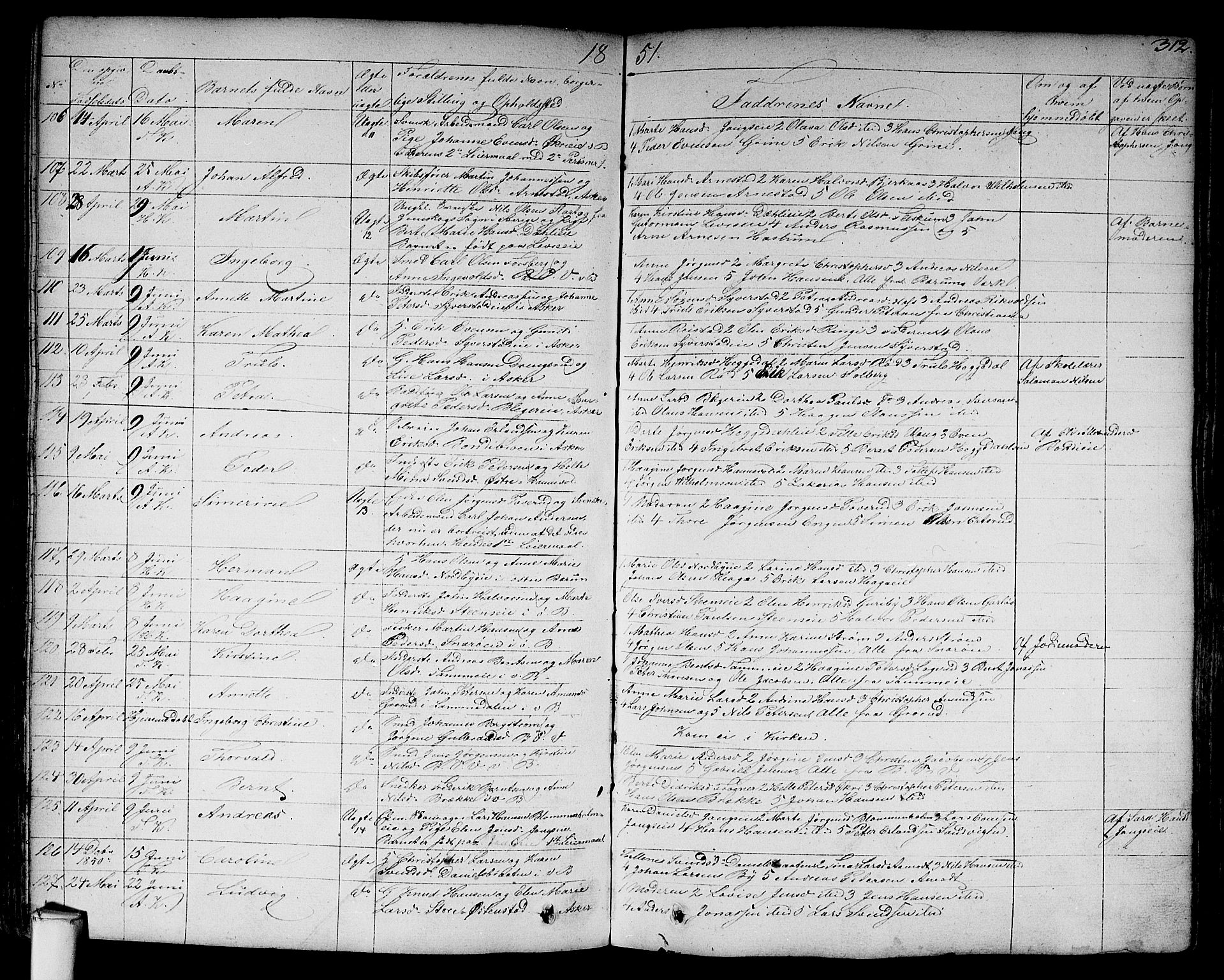 Asker prestekontor Kirkebøker, SAO/A-10256a/F/Fa/L0007: Parish register (official) no. I 7, 1825-1864, p. 312