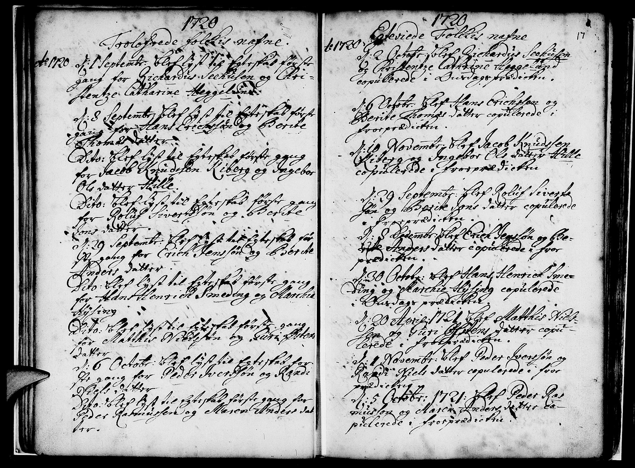 Nykirken Sokneprestembete, AV/SAB-A-77101/H/Haa/L0007: Parish register (official) no. A 7, 1719-1781, p. 17