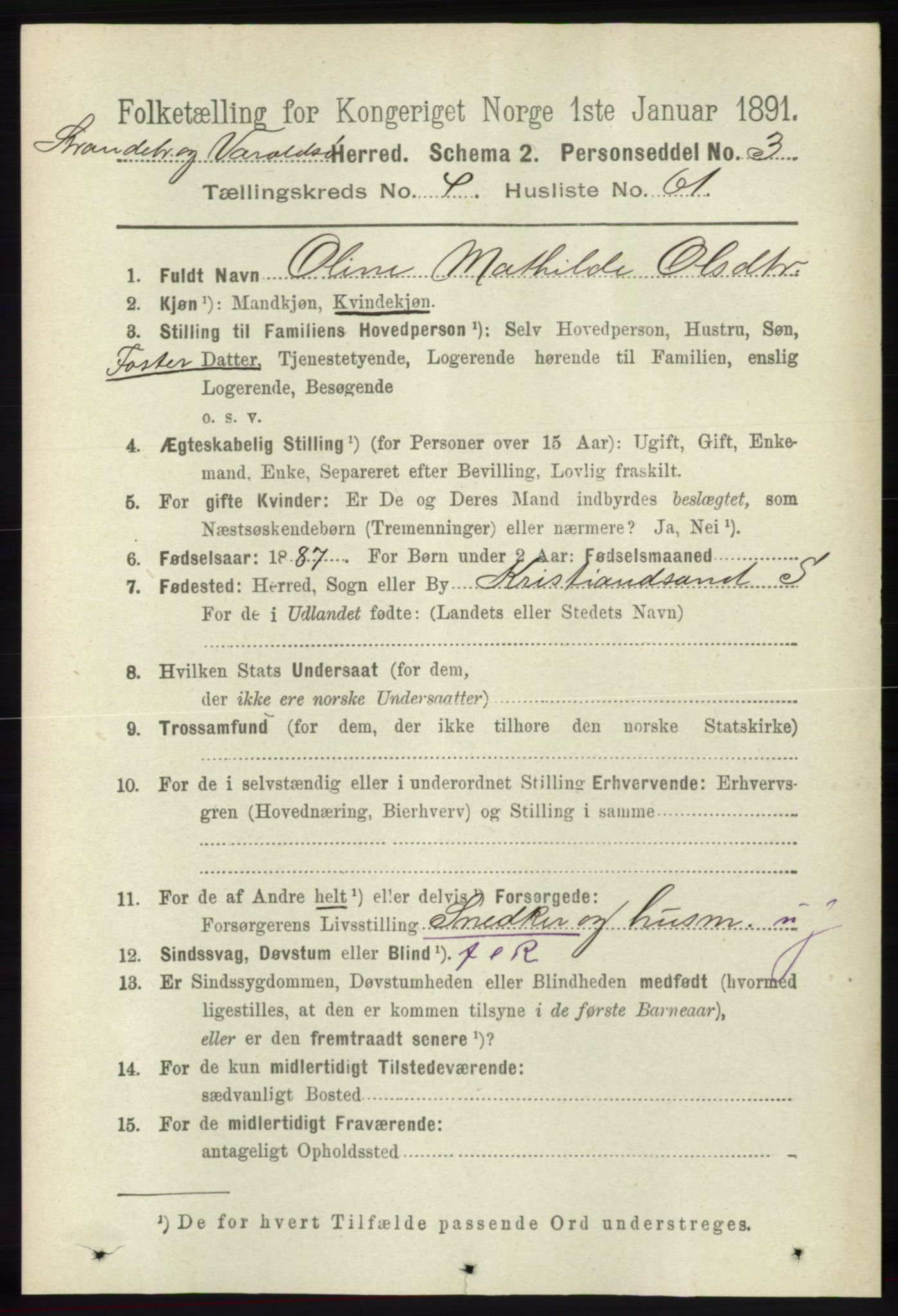 RA, 1891 census for 1226 Strandebarm og Varaldsøy, 1891, p. 1776