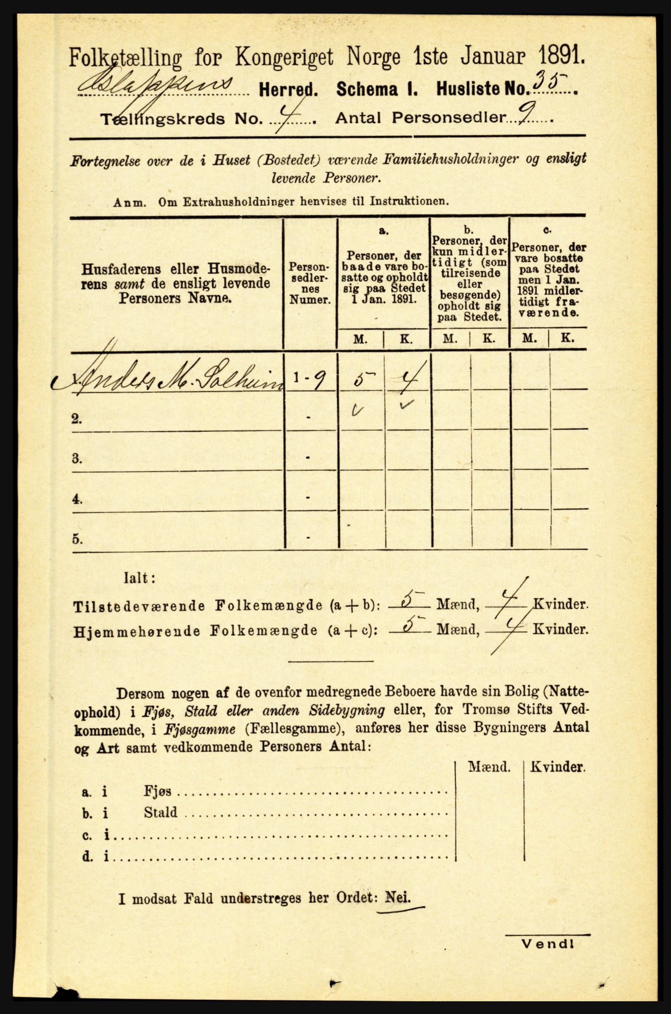 RA, 1891 census for 1445 Gloppen, 1891, p. 1671