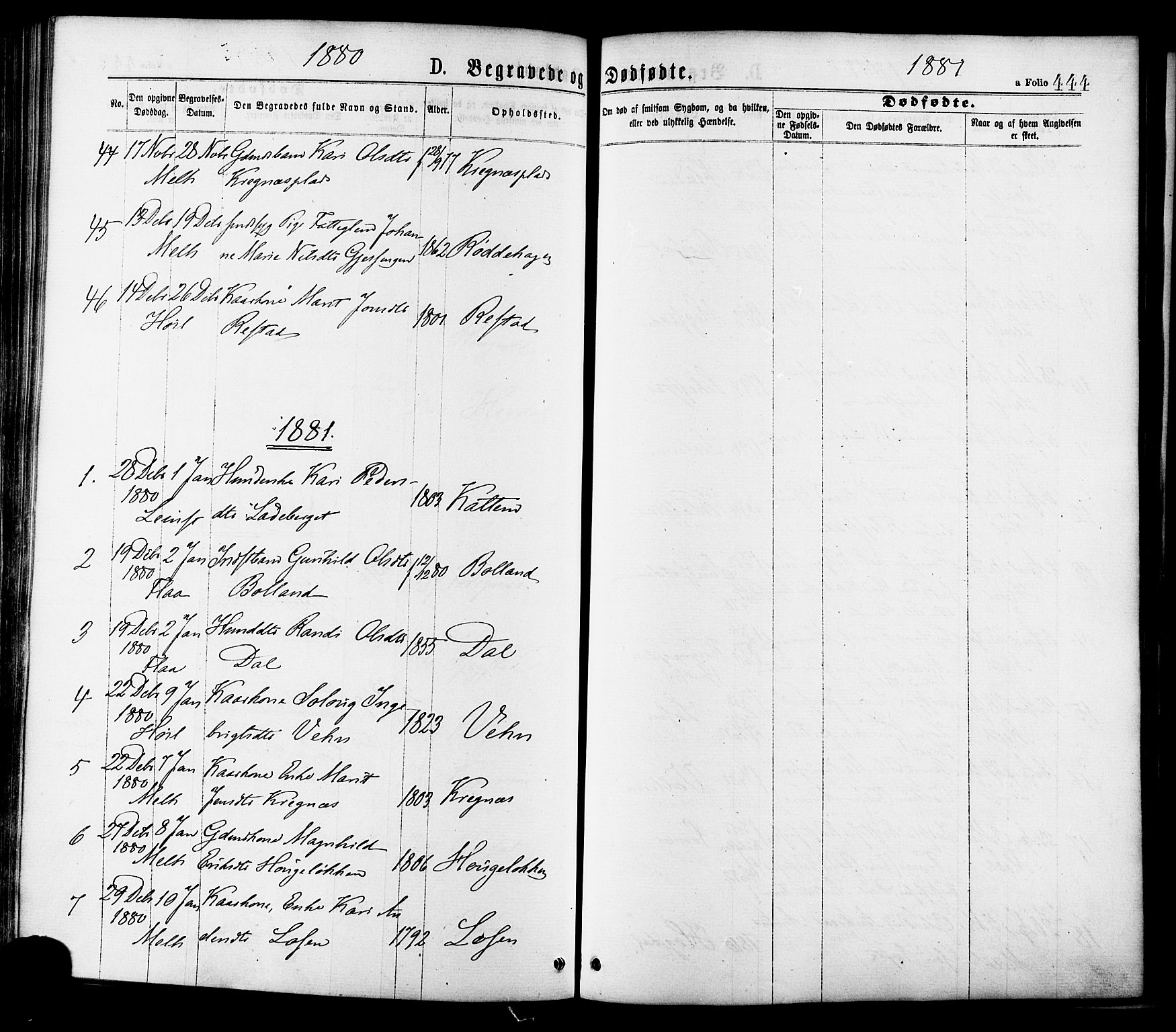 Ministerialprotokoller, klokkerbøker og fødselsregistre - Sør-Trøndelag, AV/SAT-A-1456/691/L1079: Parish register (official) no. 691A11, 1873-1886, p. 444