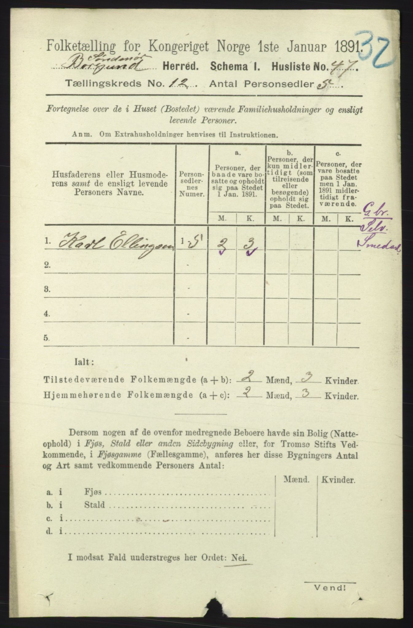 RA, 1891 census for 1531 Borgund, 1891, p. 3186