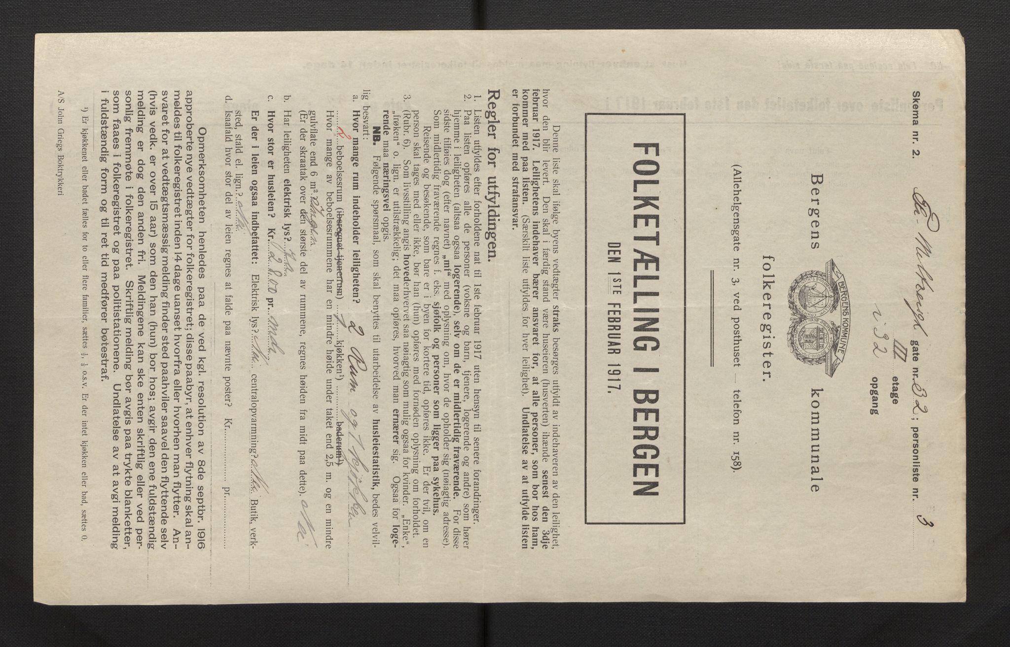 SAB, Municipal Census 1917 for Bergen, 1917, p. 9130