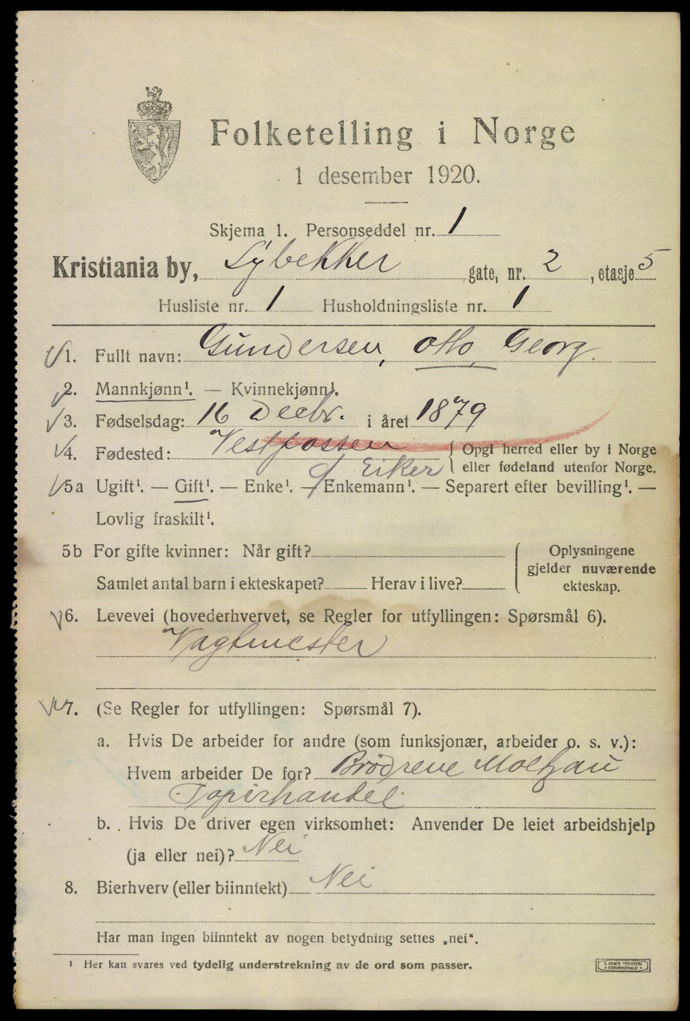 SAO, 1920 census for Kristiania, 1920, p. 366575