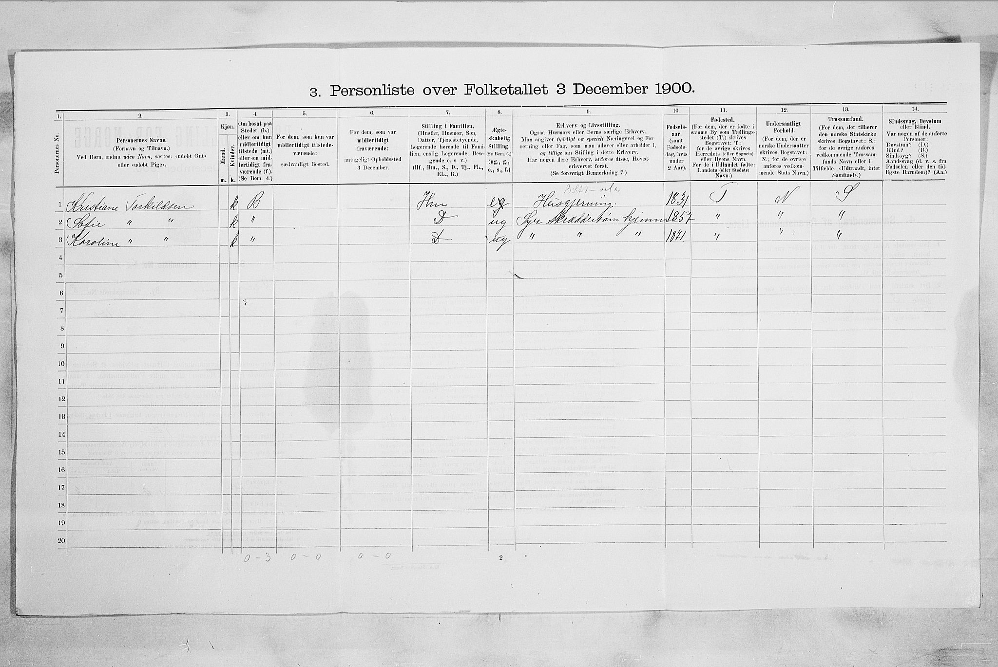 RA, 1900 census for Drammen, 1900, p. 1583