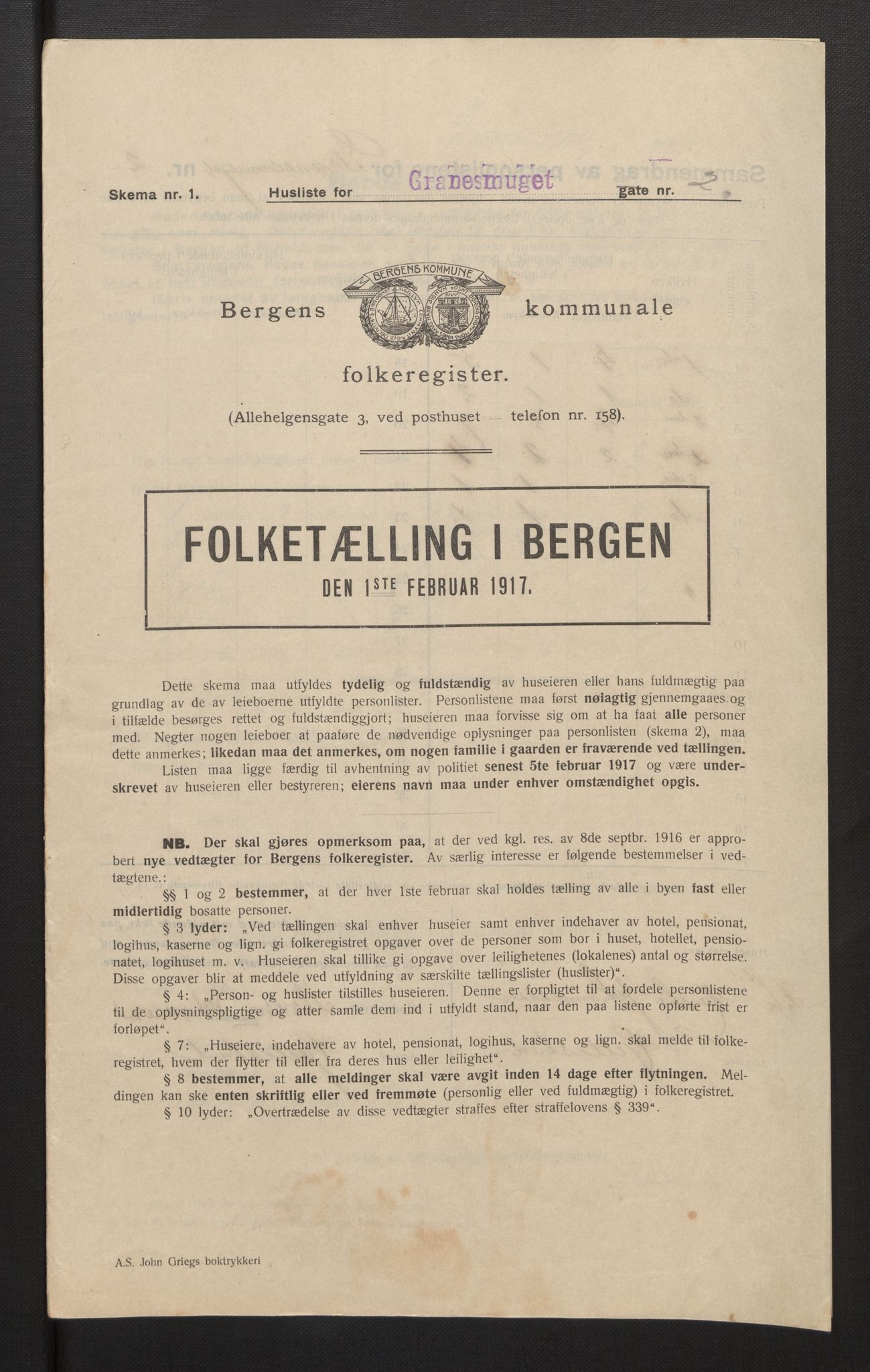 SAB, Municipal Census 1917 for Bergen, 1917, p. 10431