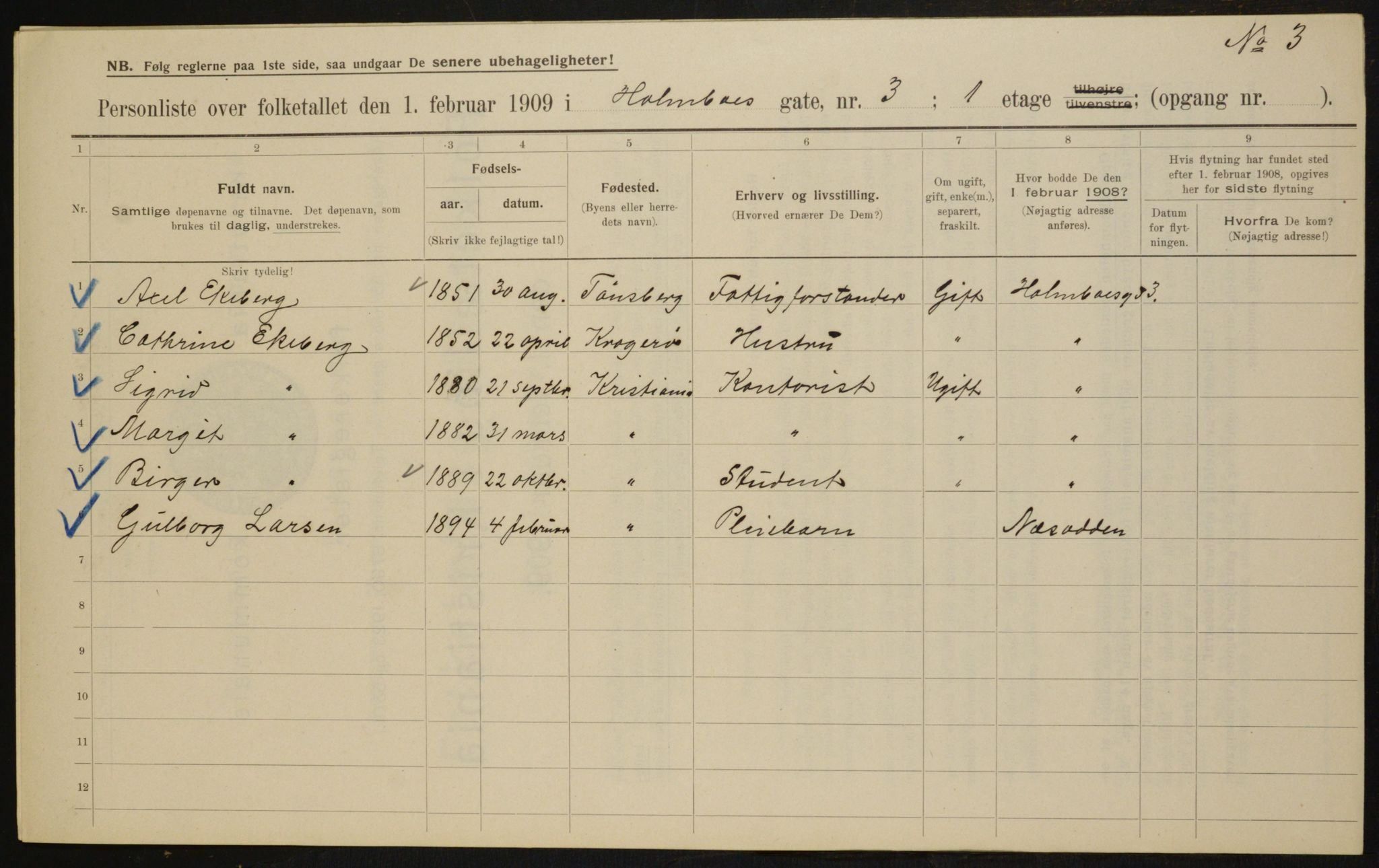 OBA, Municipal Census 1909 for Kristiania, 1909, p. 36977