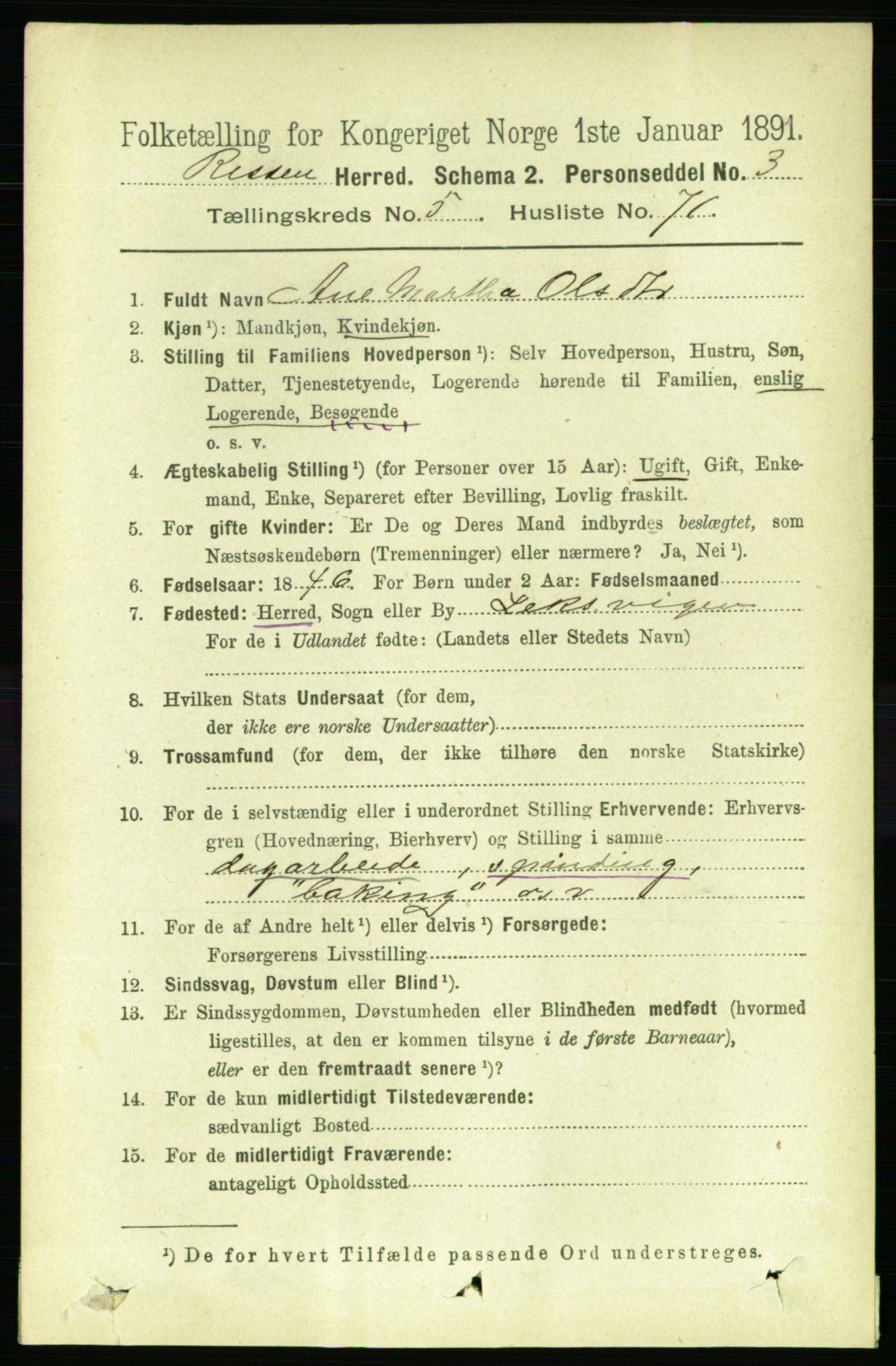 RA, 1891 census for 1624 Rissa, 1891, p. 3209