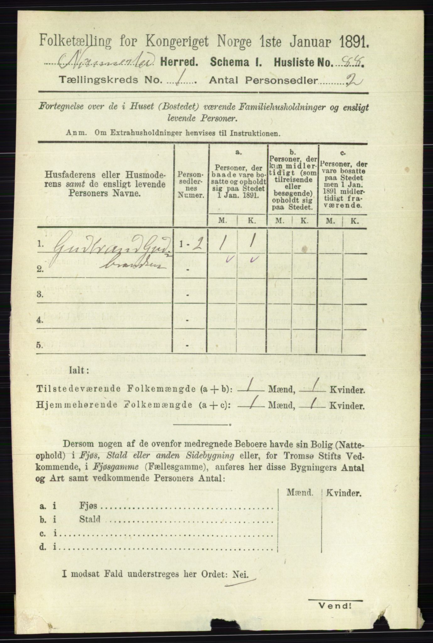 RA, 1891 census for 0238 Nannestad, 1891, p. 118