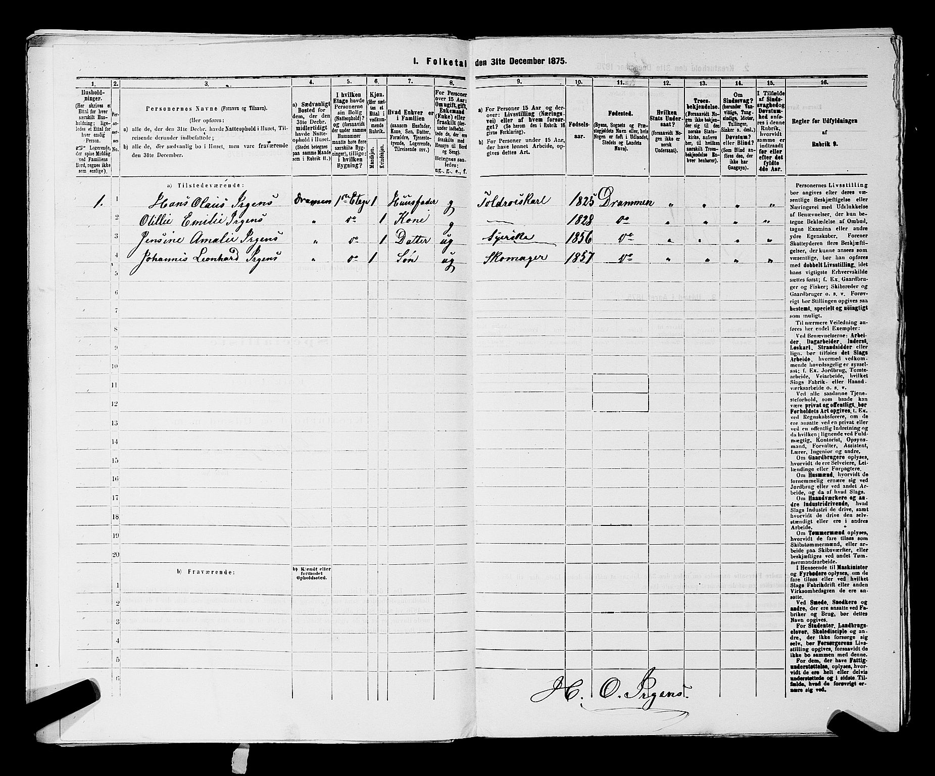 SAKO, 1875 census for 0602 Drammen, 1875, p. 3424