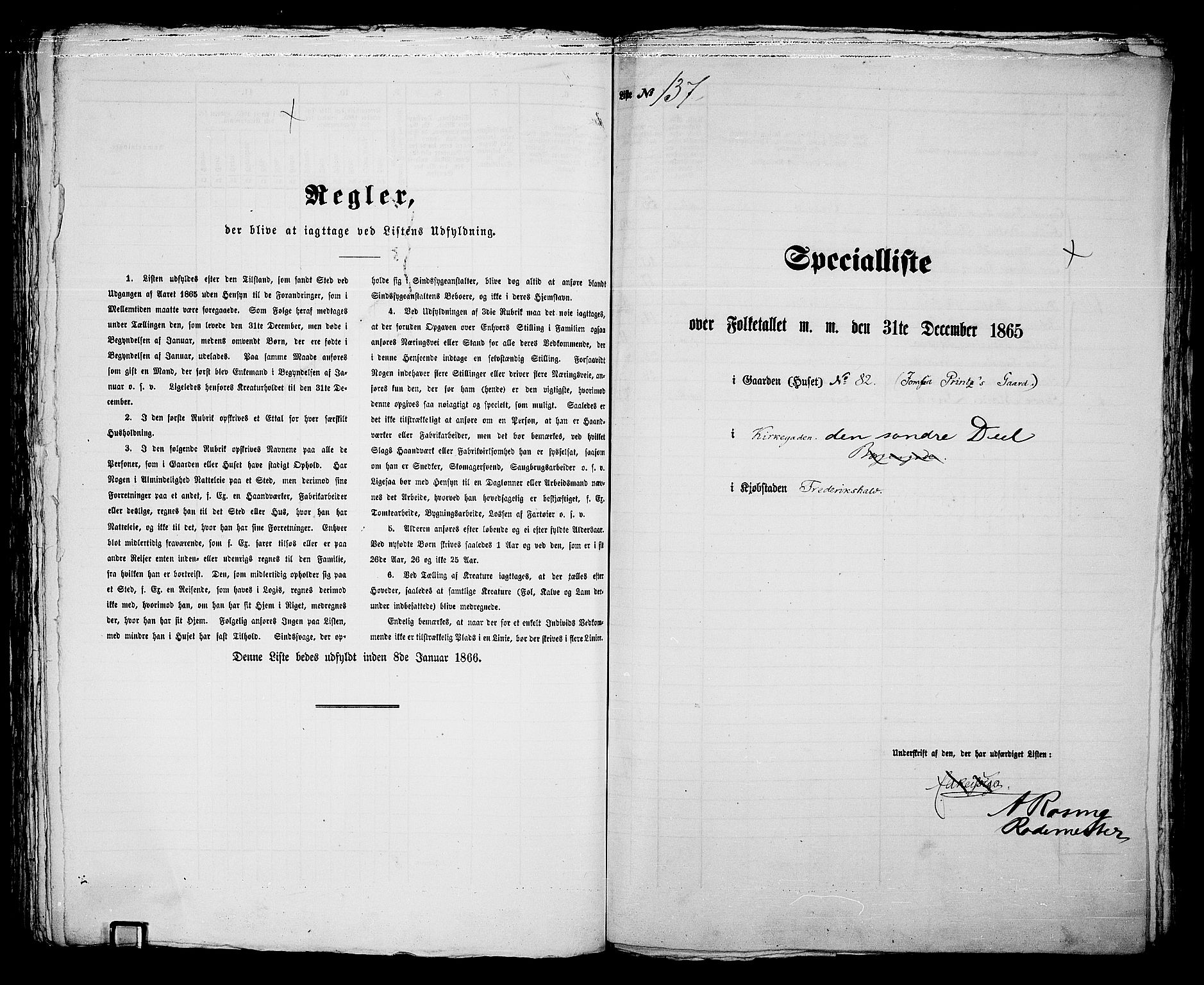 RA, 1865 census for Fredrikshald, 1865, p. 287