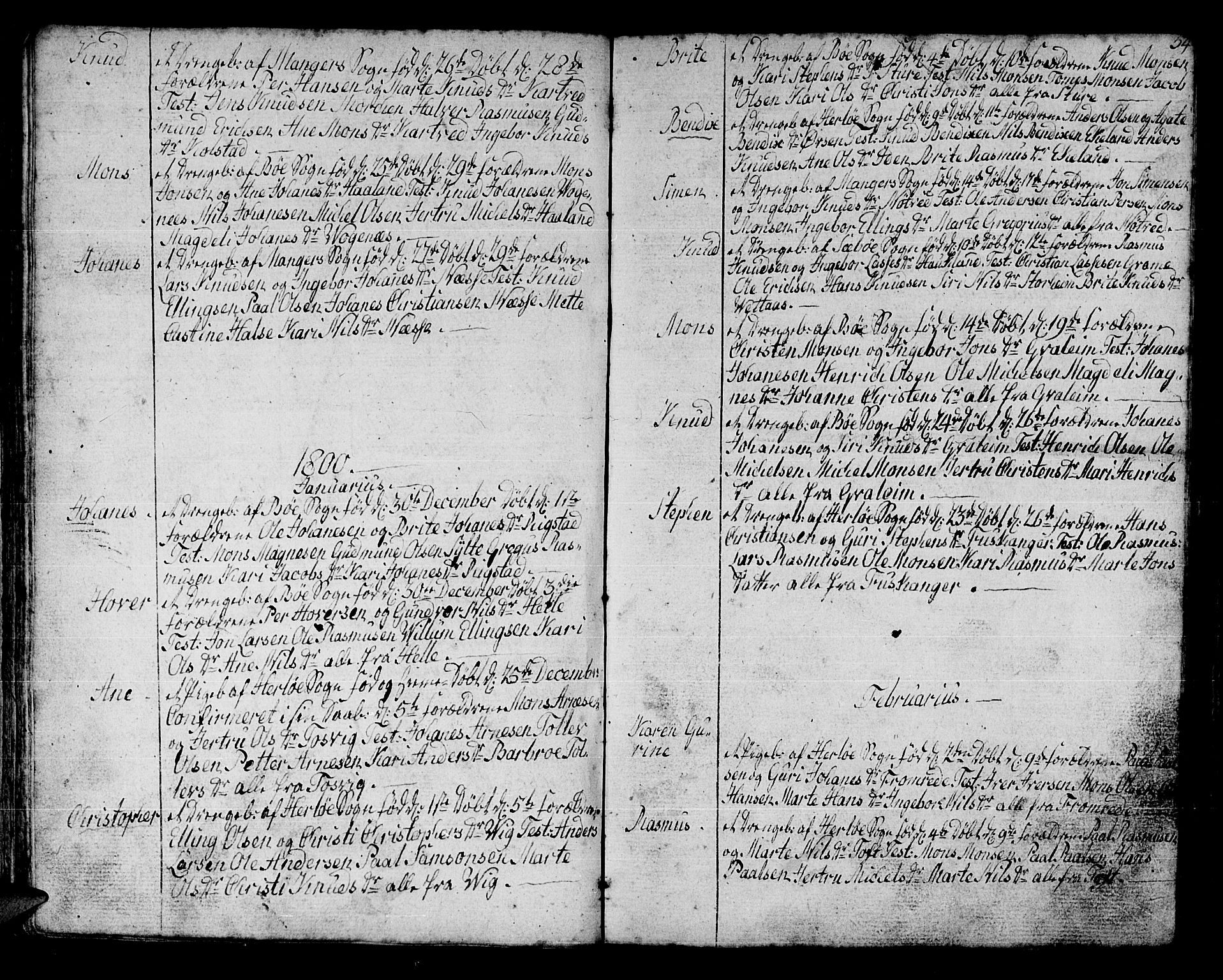 Manger sokneprestembete, SAB/A-76801/H/Haa: Parish register (official) no. A 2, 1792-1815, p. 54
