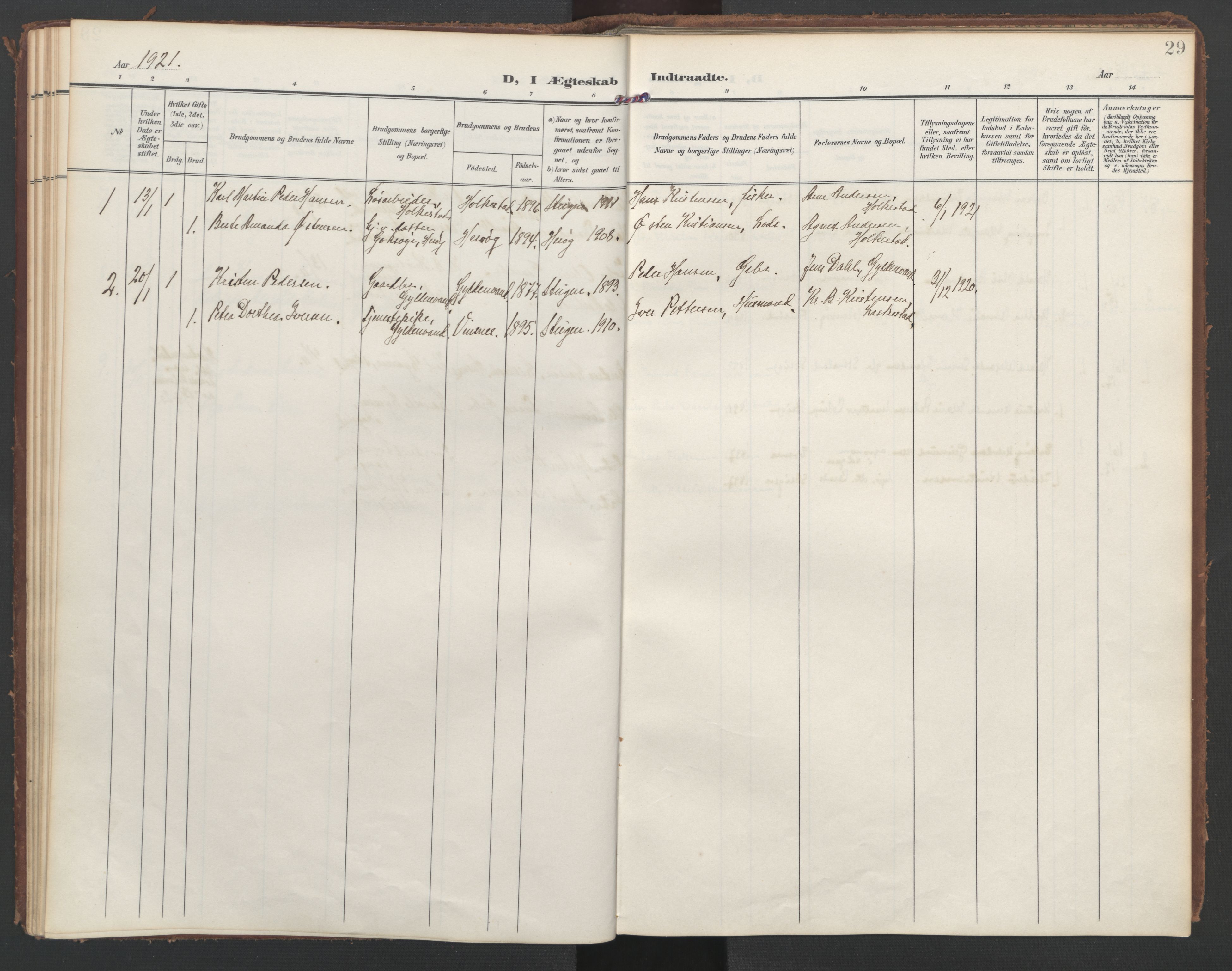 Ministerialprotokoller, klokkerbøker og fødselsregistre - Nordland, SAT/A-1459/855/L0806: Parish register (official) no. 855A14, 1906-1922, p. 29
