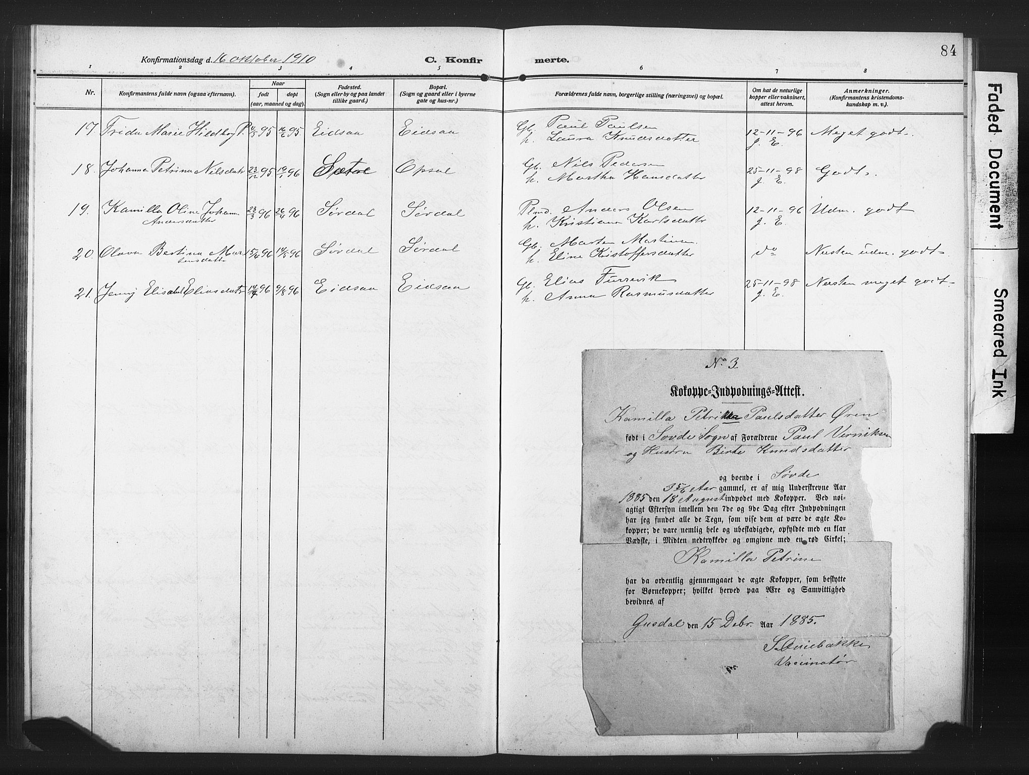 Ministerialprotokoller, klokkerbøker og fødselsregistre - Møre og Romsdal, SAT/A-1454/502/L0028: Parish register (copy) no. 502C02, 1909-1932, p. 84