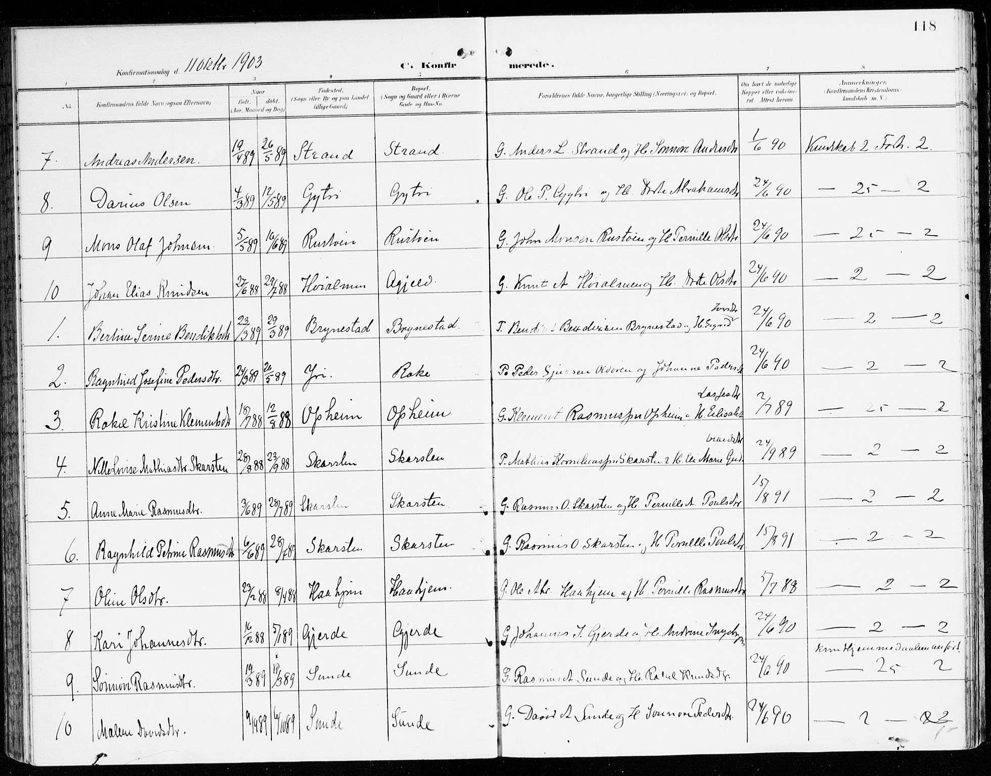 Innvik sokneprestembete, AV/SAB-A-80501: Parish register (official) no. C 2, 1900-1920, p. 118