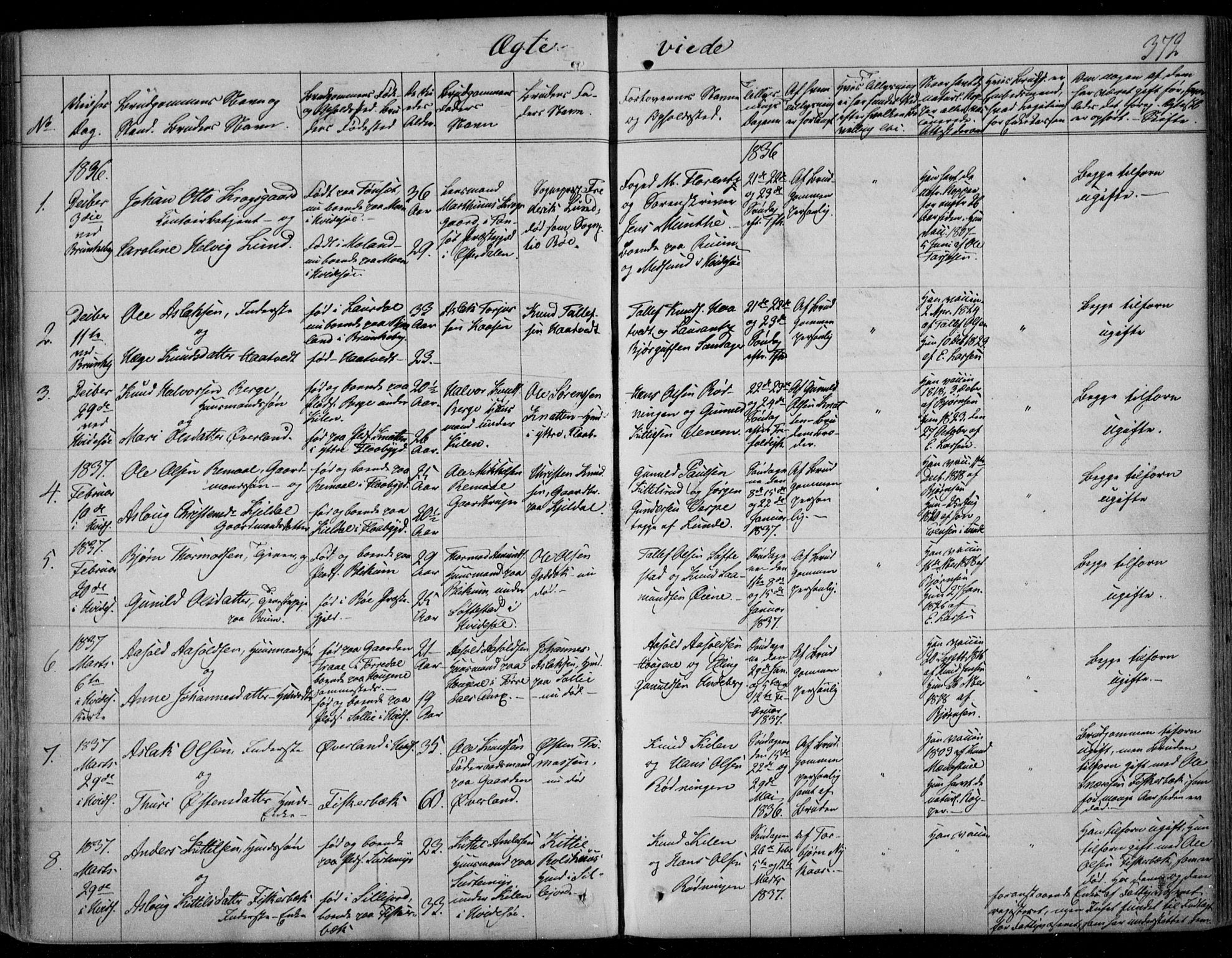 Kviteseid kirkebøker, SAKO/A-276/F/Fa/L0006: Parish register (official) no. I 6, 1836-1858, p. 372
