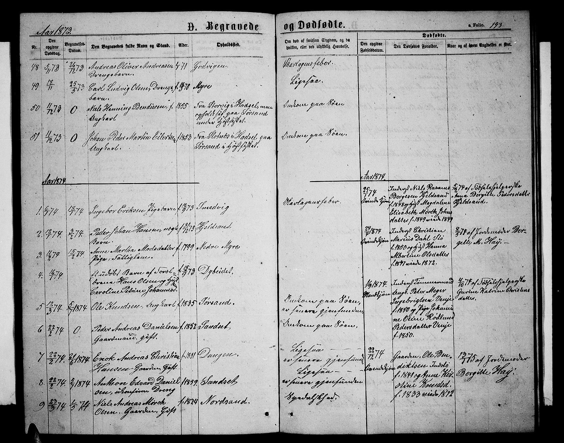 Ministerialprotokoller, klokkerbøker og fødselsregistre - Nordland, SAT/A-1459/893/L1348: Parish register (copy) no. 893C03, 1867-1877, p. 193