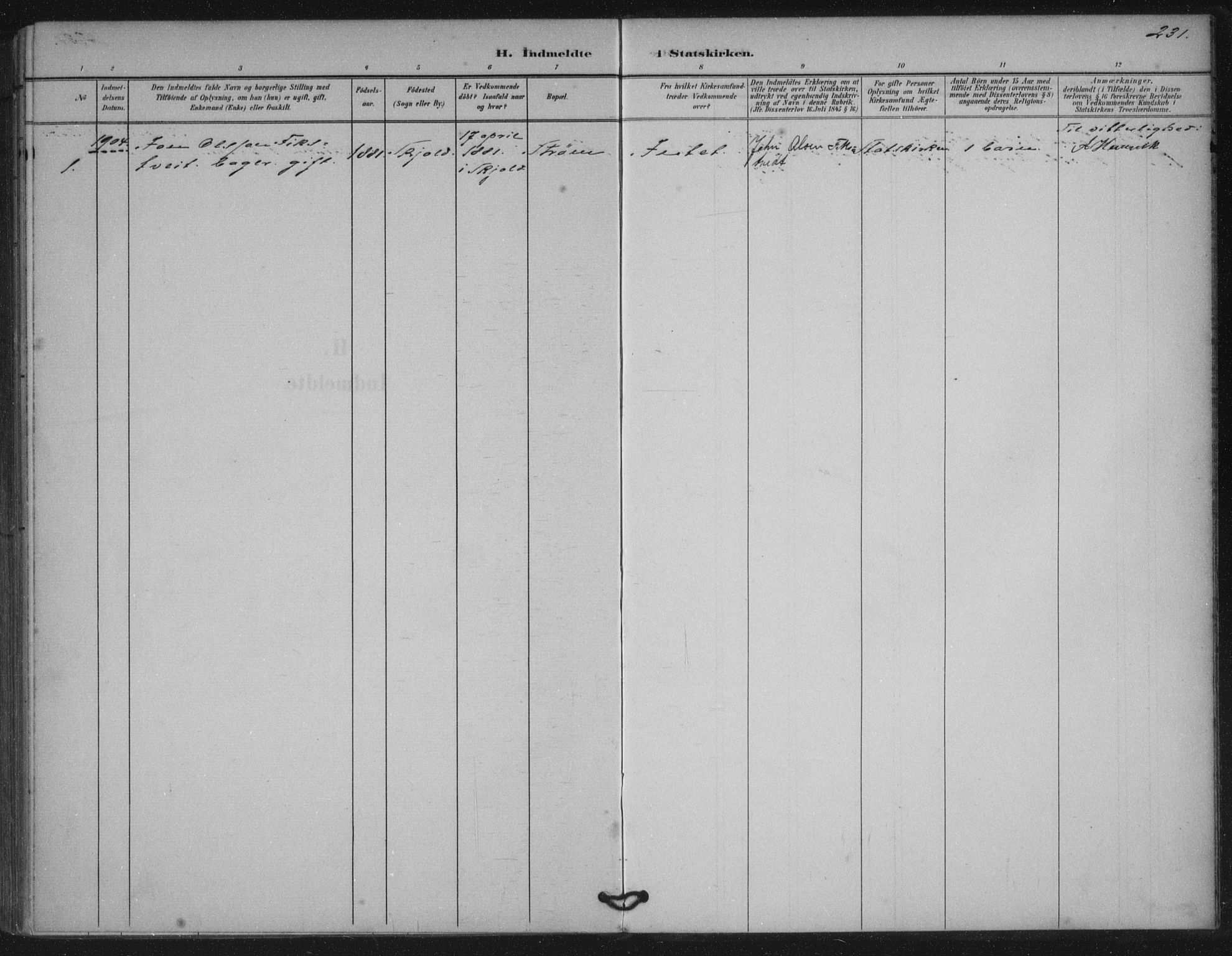 Skjold sokneprestkontor, AV/SAST-A-101847/H/Ha/Haa/L0011: Parish register (official) no. A 11, 1897-1914, p. 231