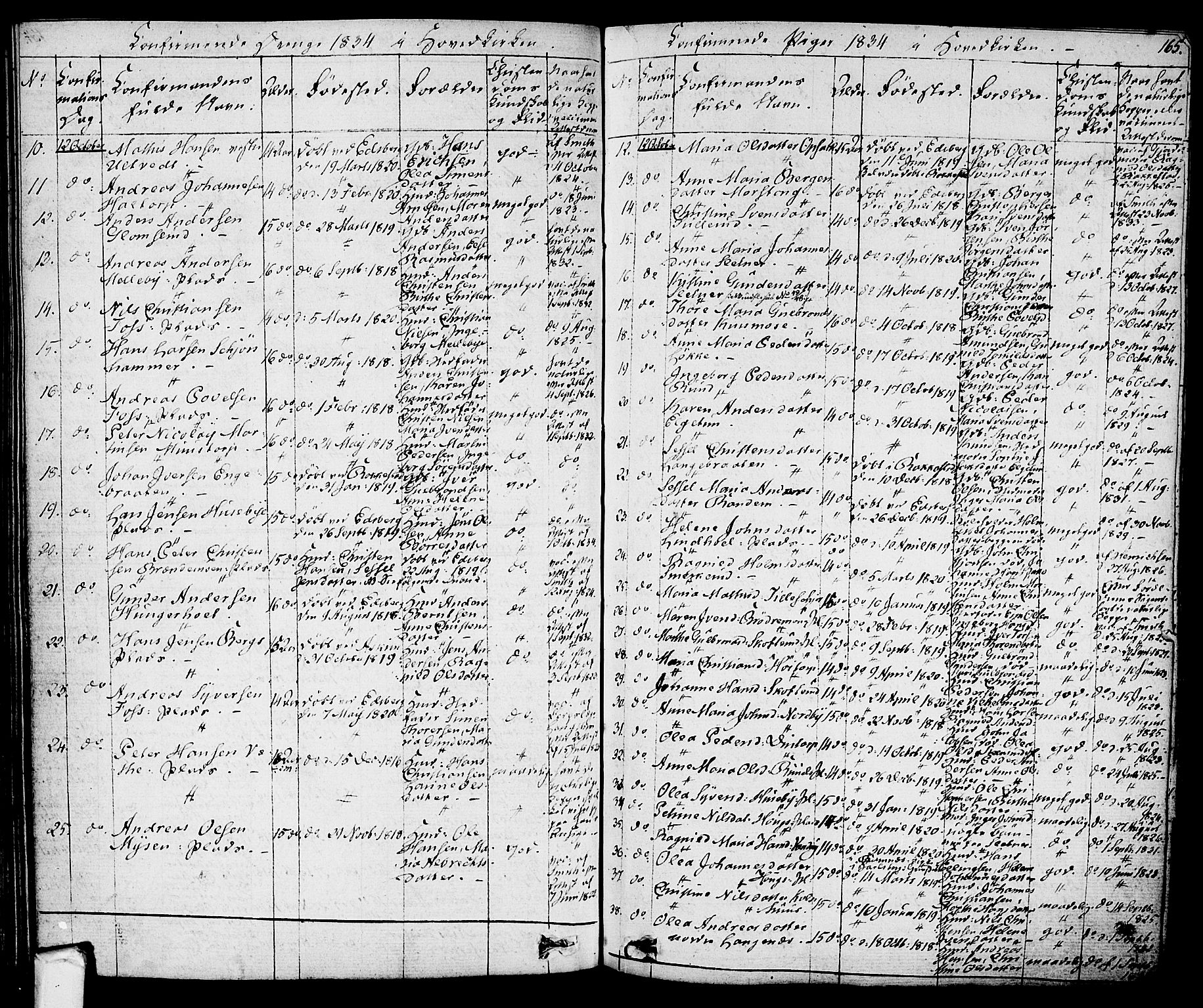 Eidsberg prestekontor Kirkebøker, SAO/A-10905/F/Fa/L0008: Parish register (official) no. I 8, 1832-1848, p. 165