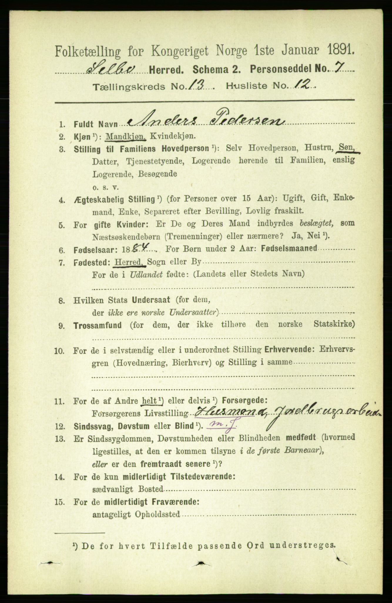 RA, 1891 census for 1664 Selbu, 1891, p. 4681