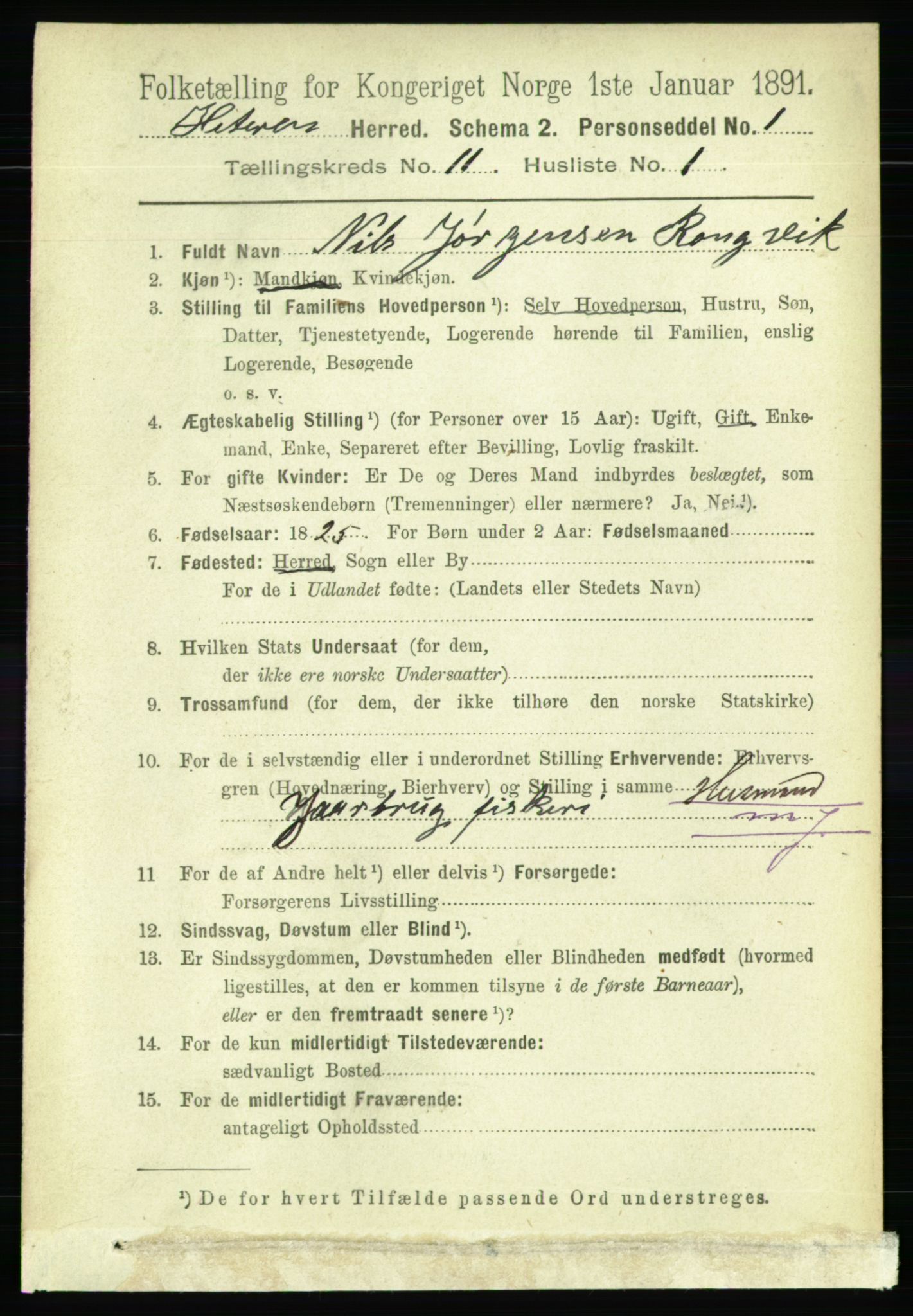 RA, 1891 census for 1617 Hitra, 1891, p. 2438