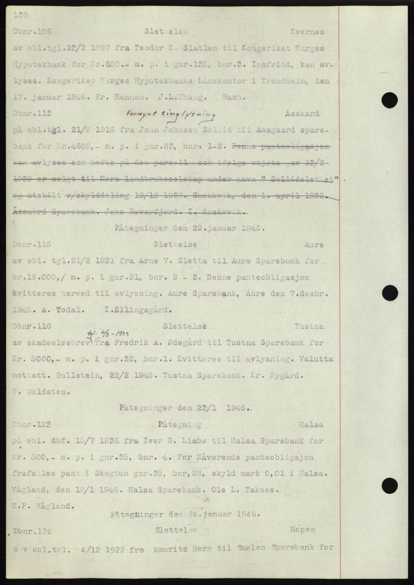 Nordmøre sorenskriveri, SAT/A-4132/1/2/2Ca: Mortgage book no. C82b, 1946-1951, Diary no: : 106/1946