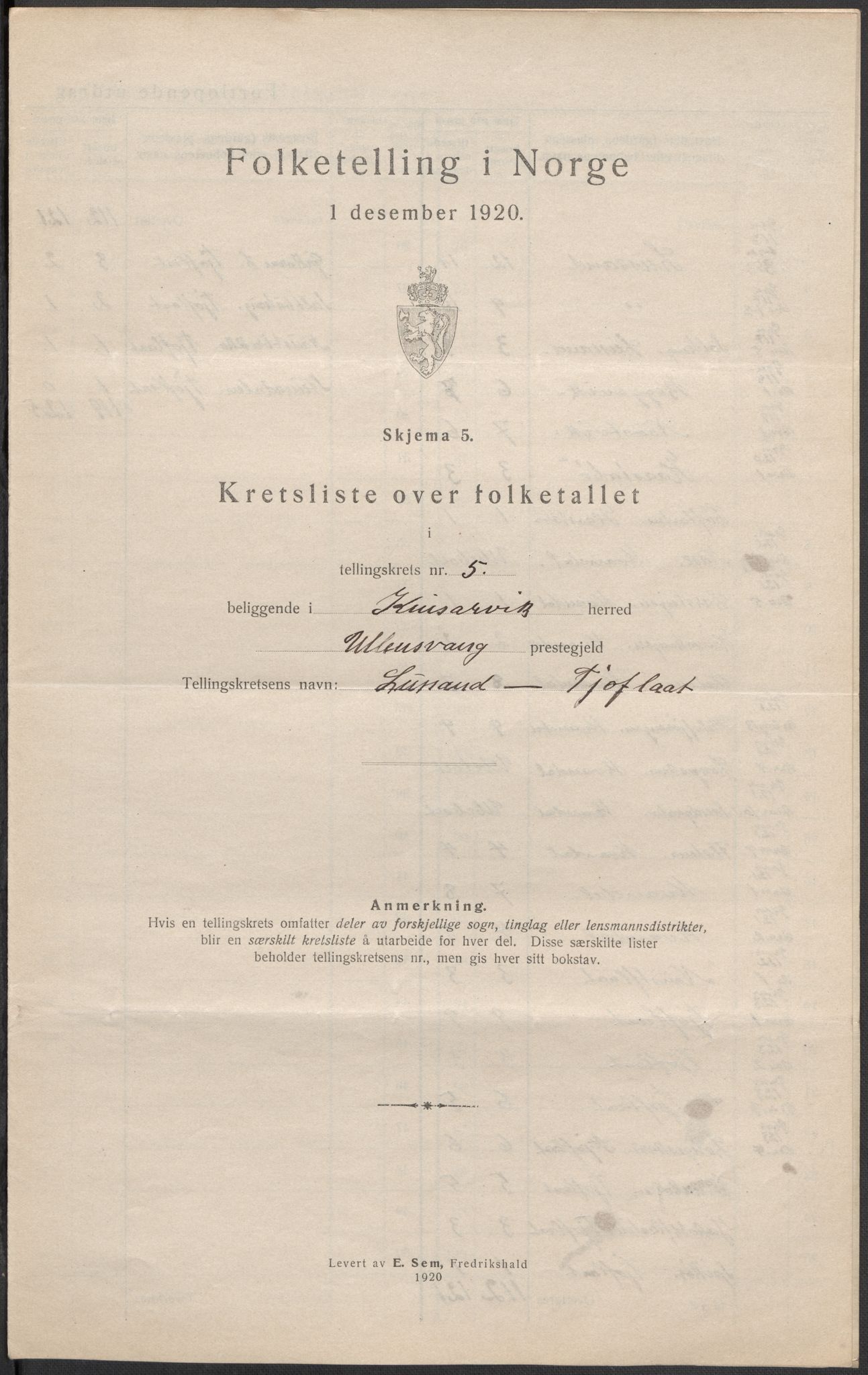 SAB, 1920 census for Kinsarvik, 1920, p. 17