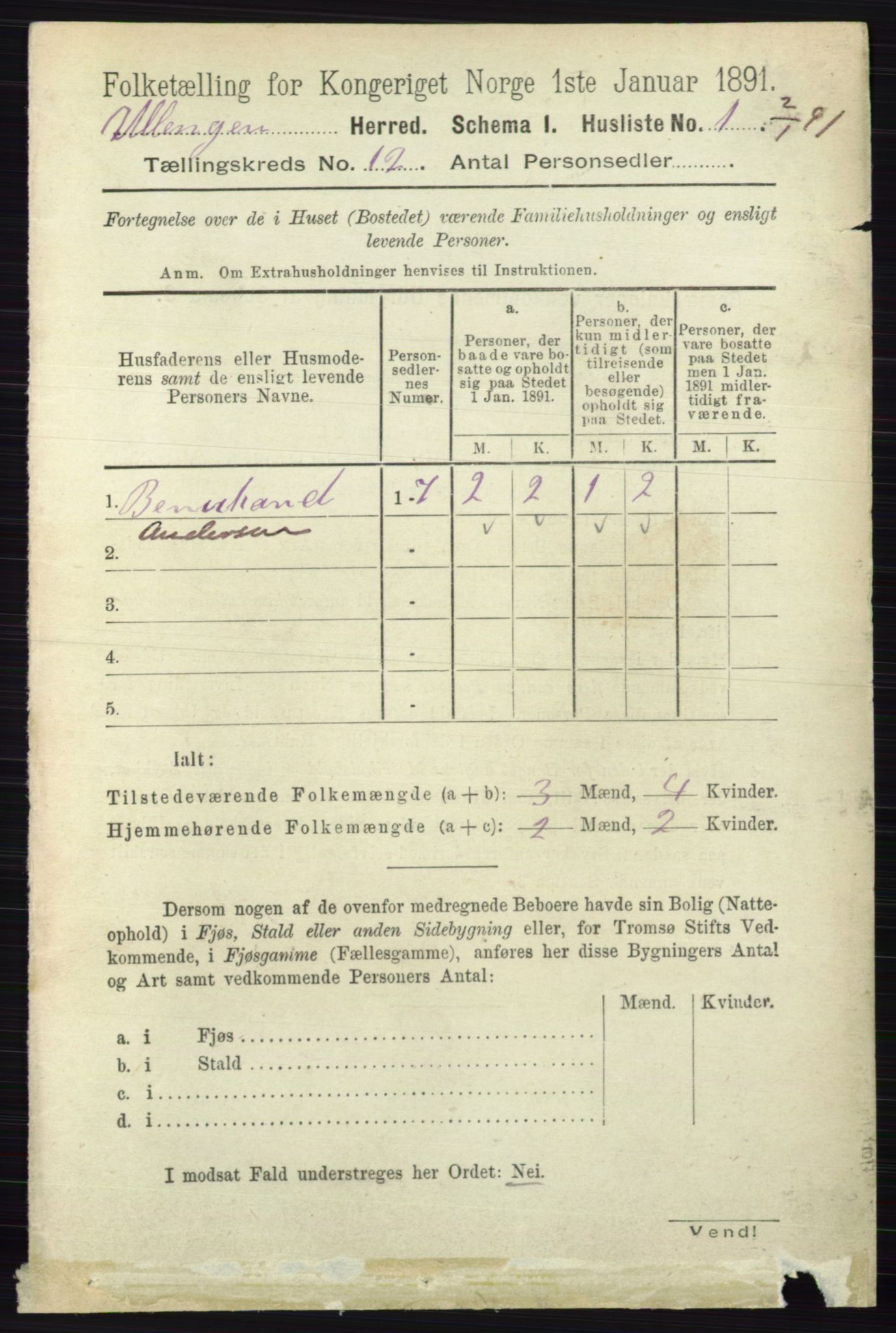 RA, 1891 census for 0235 Ullensaker, 1891, p. 5557
